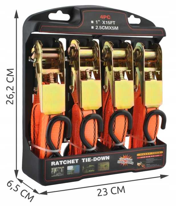 pas mocujący bagaż 4,5m/25mm - 4 szt.
