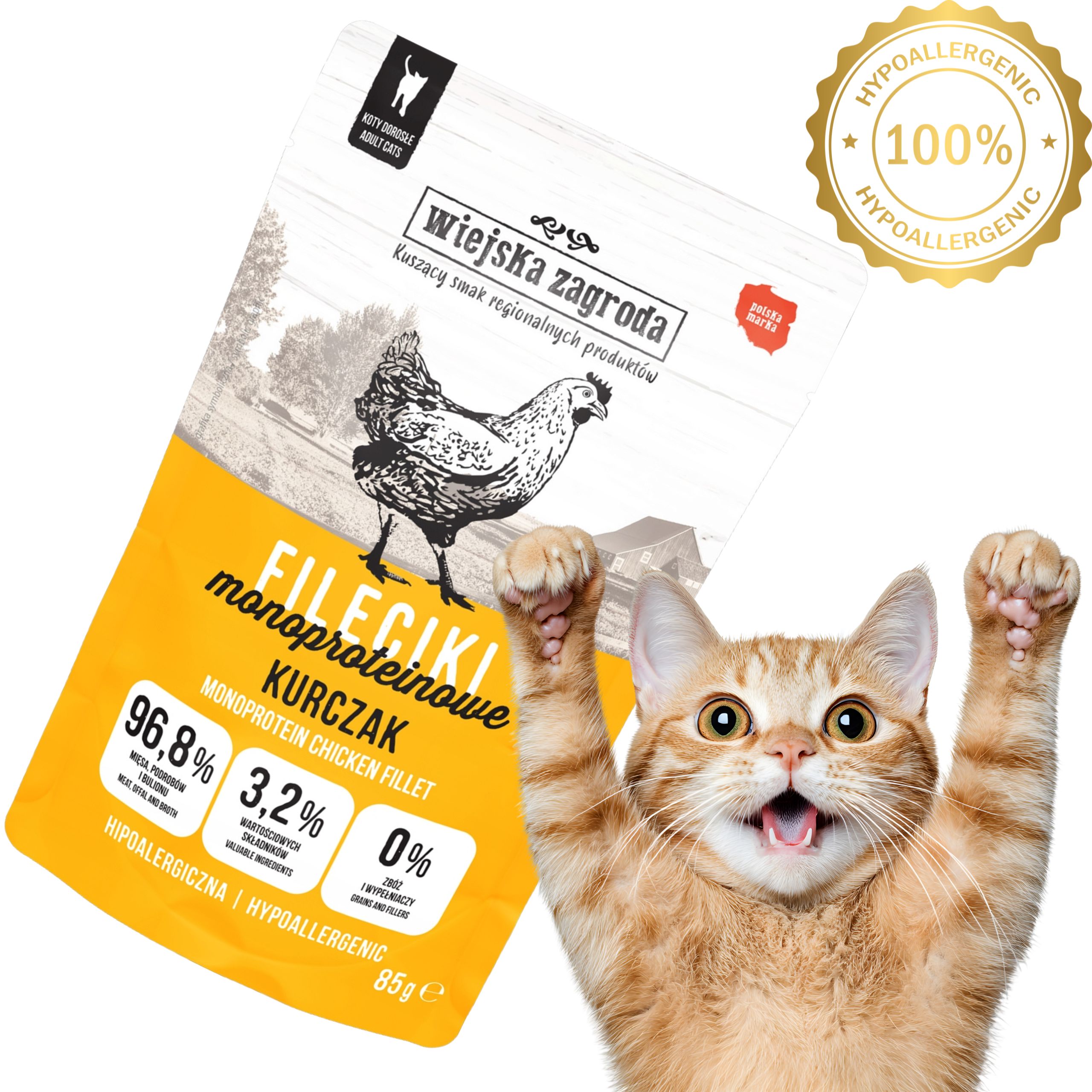 karma mokra dla kota fileciki monoproteinowe kurczak 85g wiejska zagroda