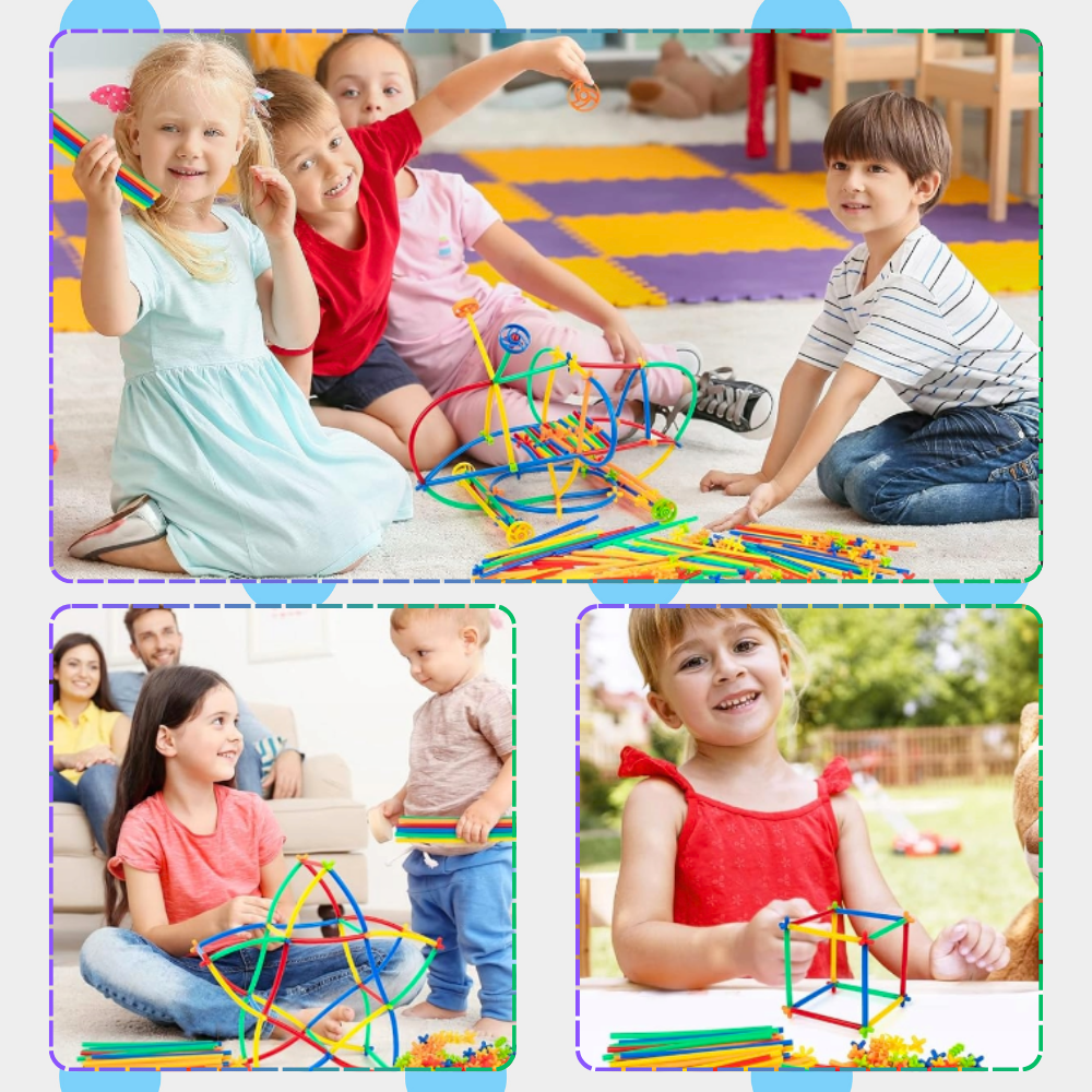 zestaw klocków konstrukcyjnych 800 elementów kreatywne słomki dla dzieci