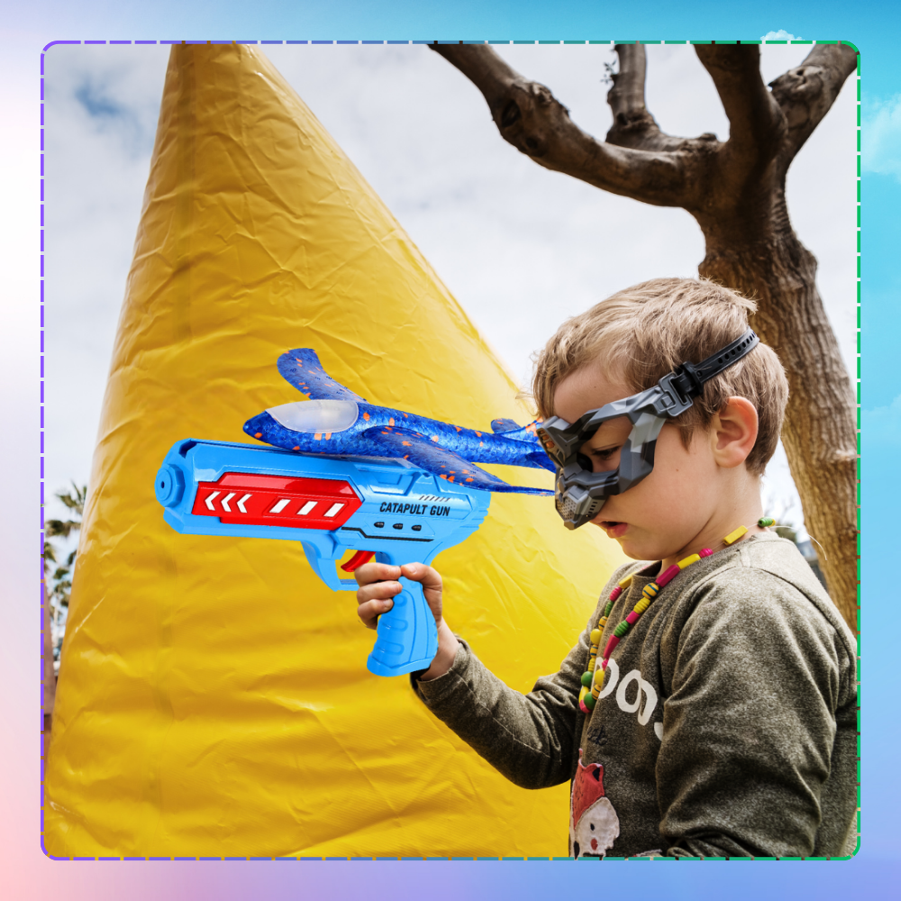 samolot z wyrzutnią szybowiec styropian rzutka zabawka pistolet led