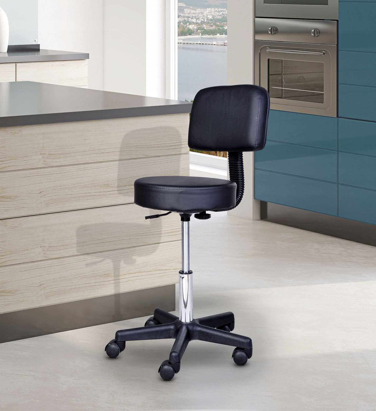 hoker z oparciem - czarny