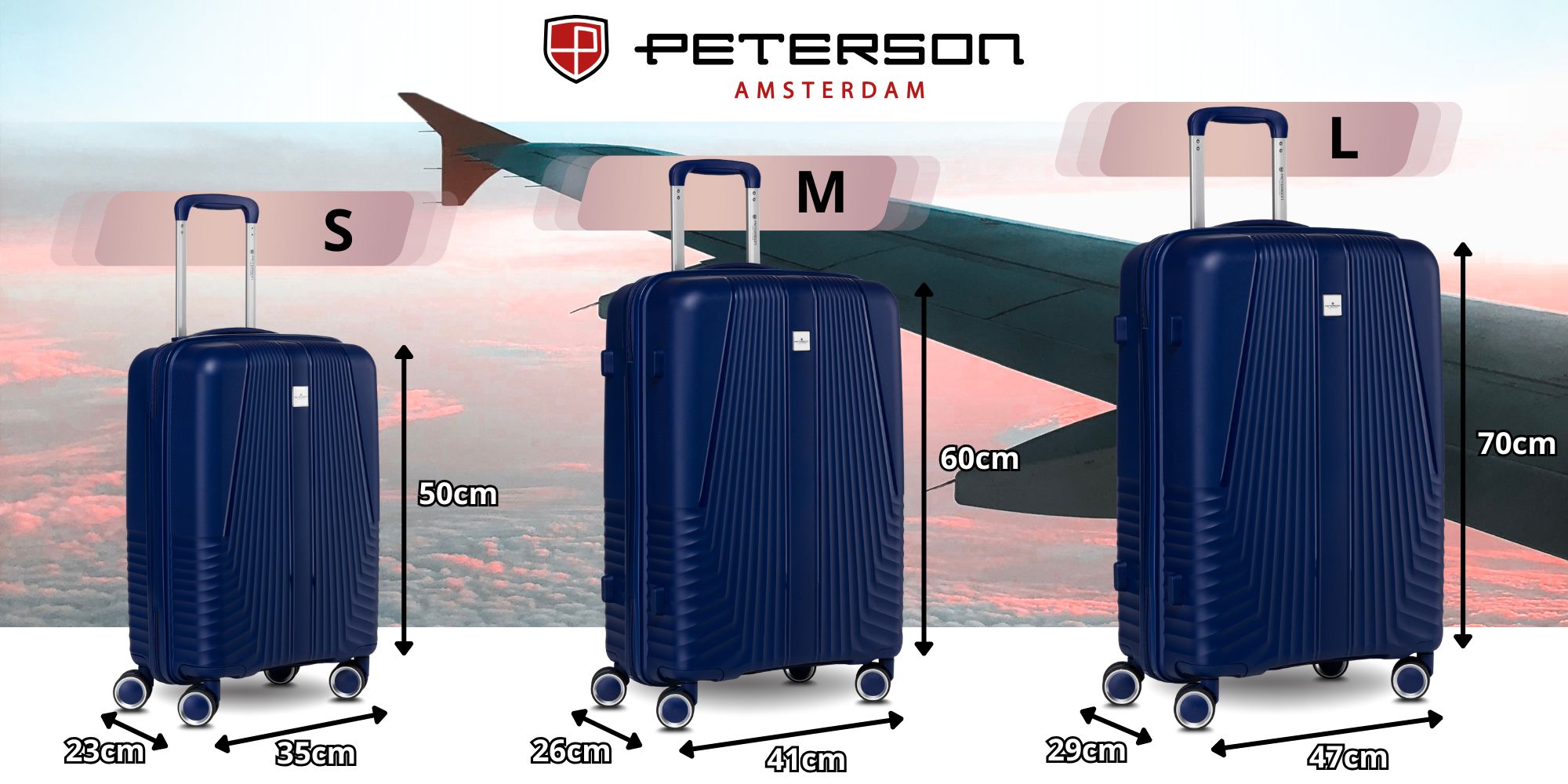 zestaw walizek ptn pp-09-set3-1594 navy