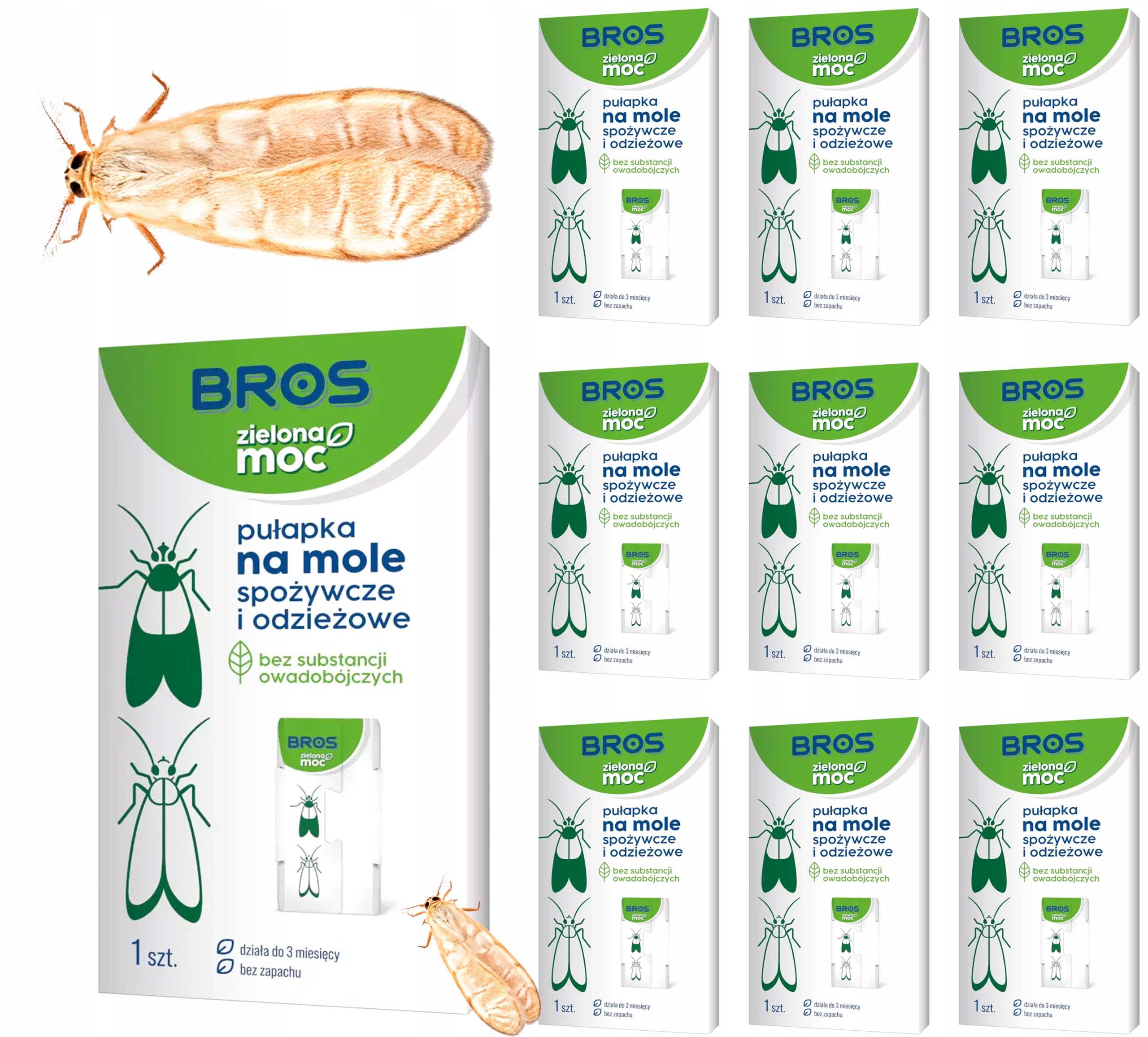 bros - zielona moc pułapka na mole spożywcze i odzieżowe - 10 szt.