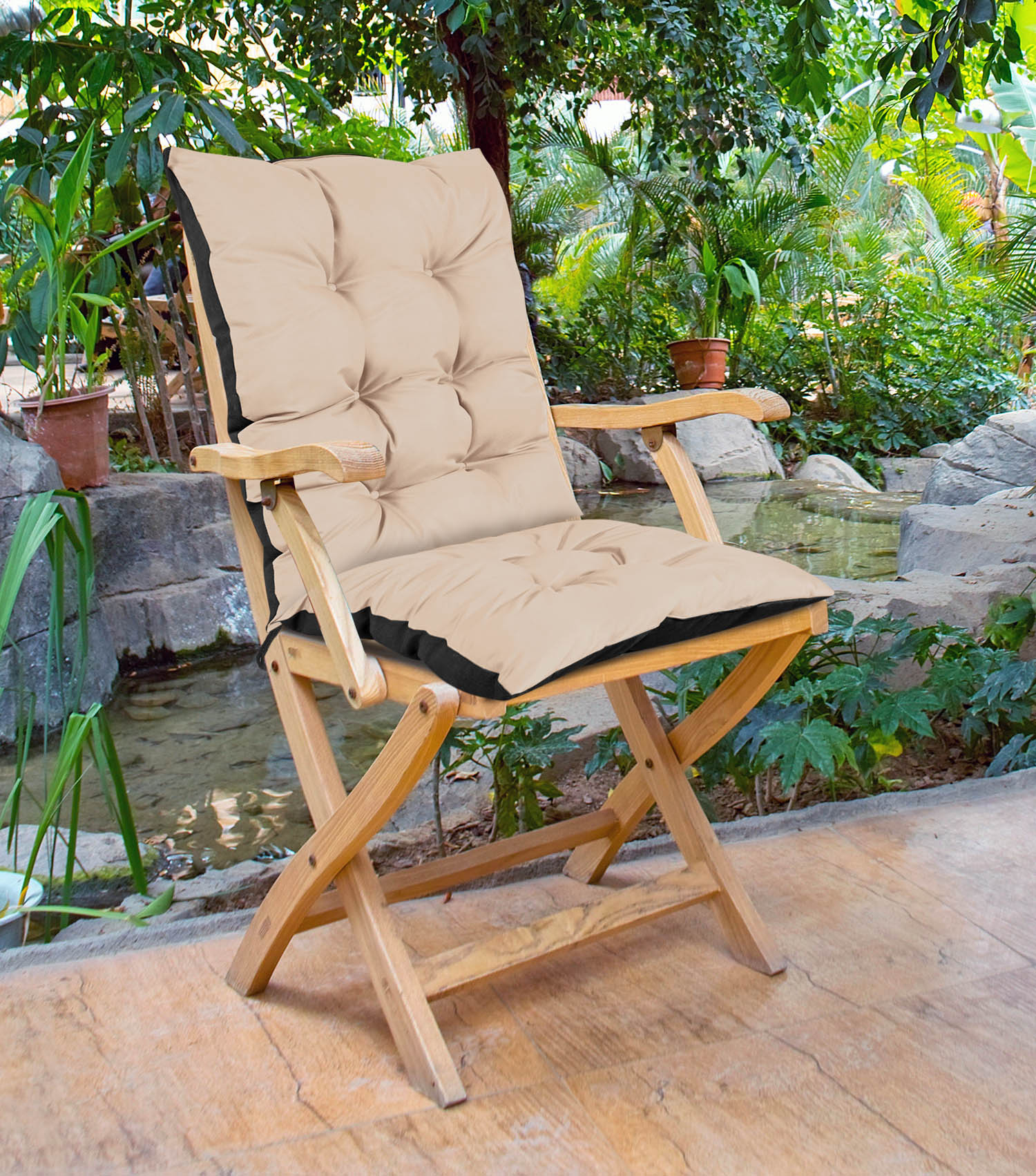 poduszka ogrodowa 50x50x80 cm na krzesło wodoodporna beżowa