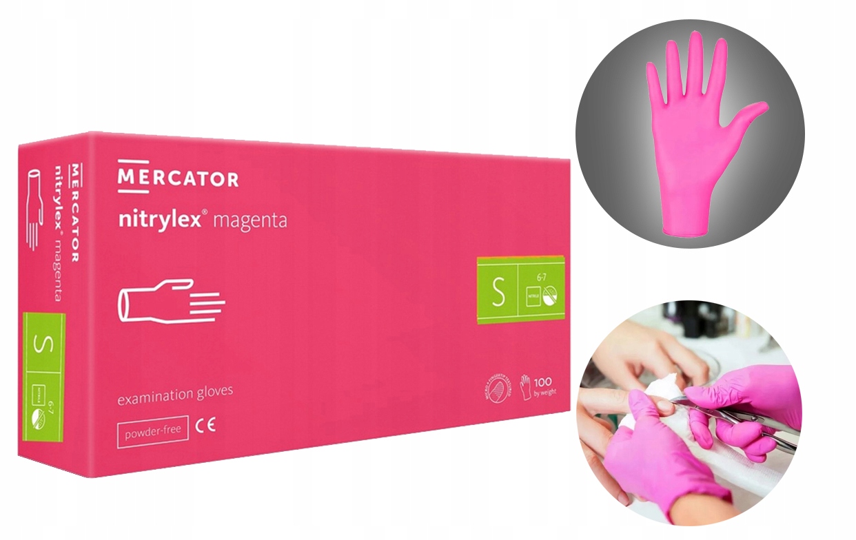 rękawice nitrylowe 100 szt. 7-s nitrylex magenta