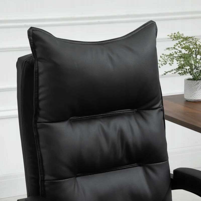 fotel biurowy skóra eko z podnóżkiem czarny pako v