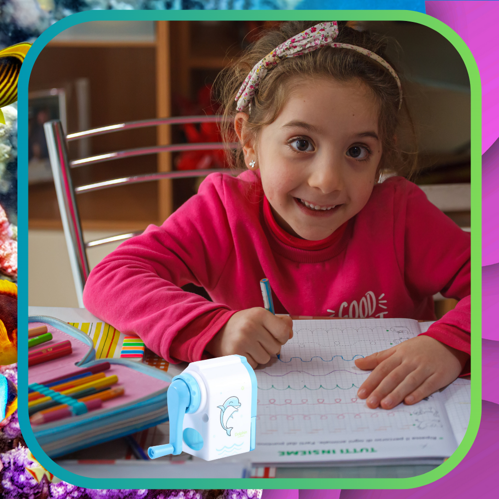 temperówka strugaczka  z pojemnikiem ręczna na korbkę nicekids niebieski