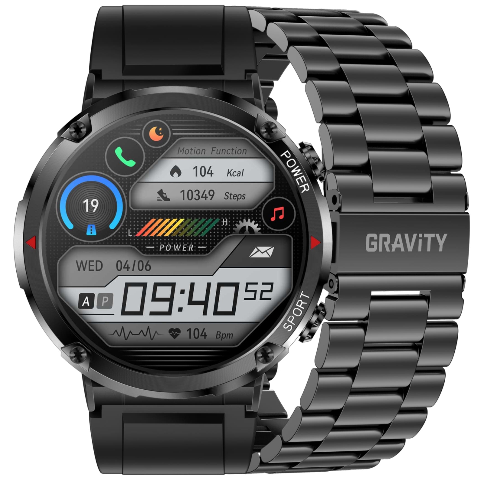 smartwatch gravity gt21-1+ czarny pasek silikonowy