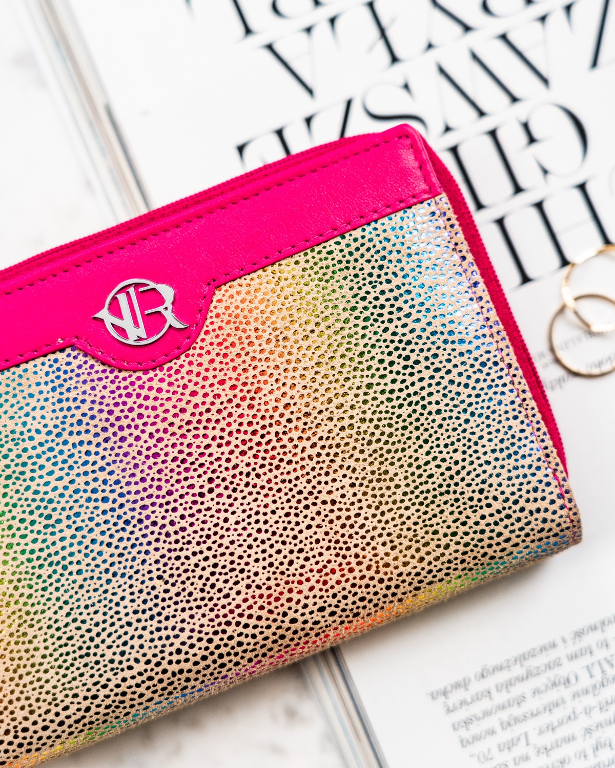 portfel damski skórzany rv-791-sla-4934 dot-pink