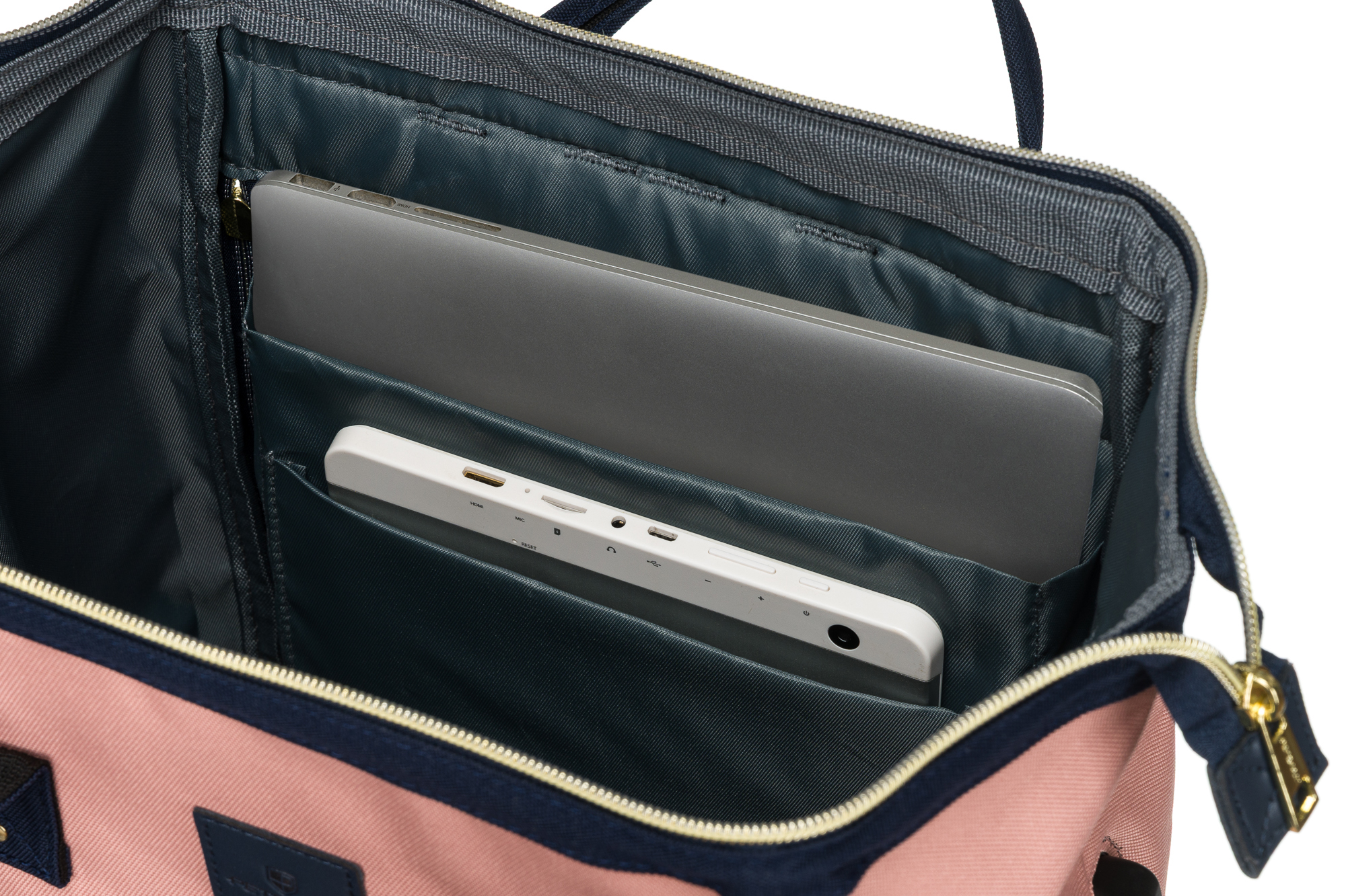 plecak materiałowy ptn alfa-6027 navy+pink