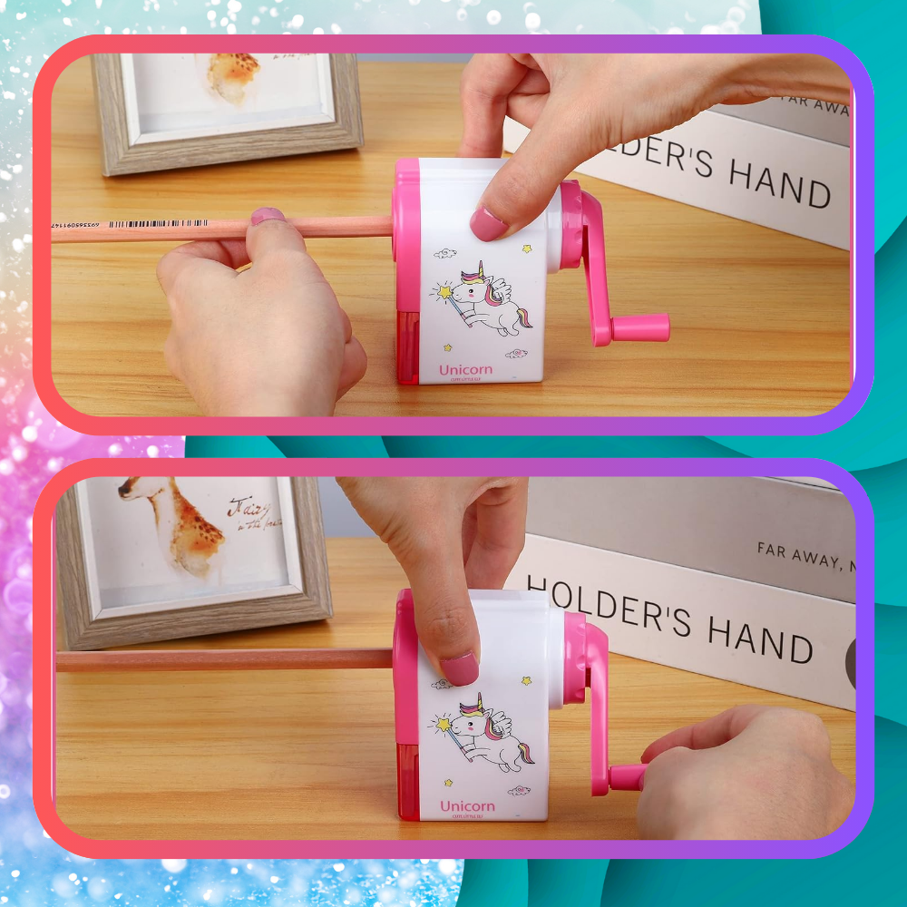 temperówka strugaczka  z pojemnikiem ręczna na korbkę nicekids różowa