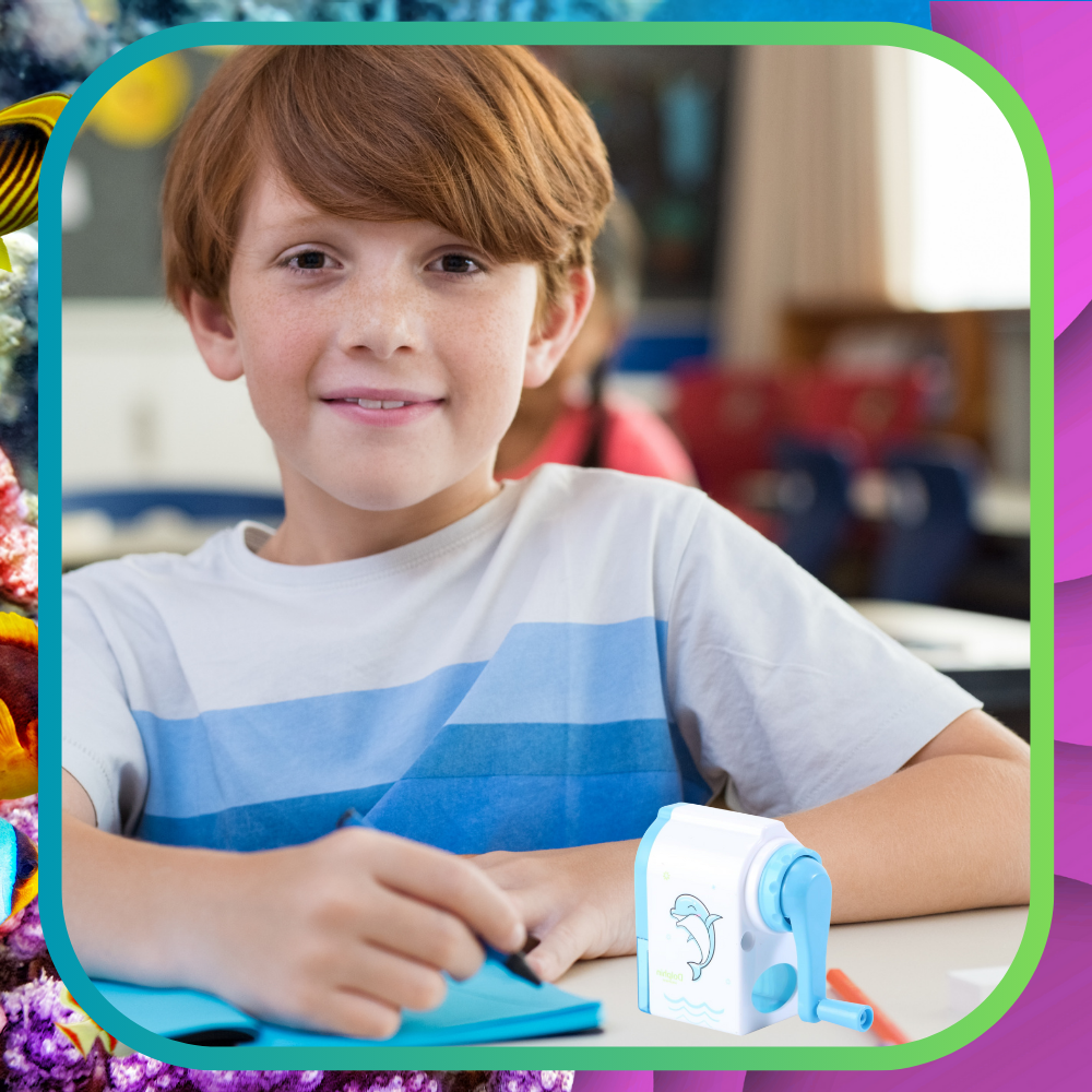 temperówka strugaczka  z pojemnikiem ręczna na korbkę nicekids niebieski