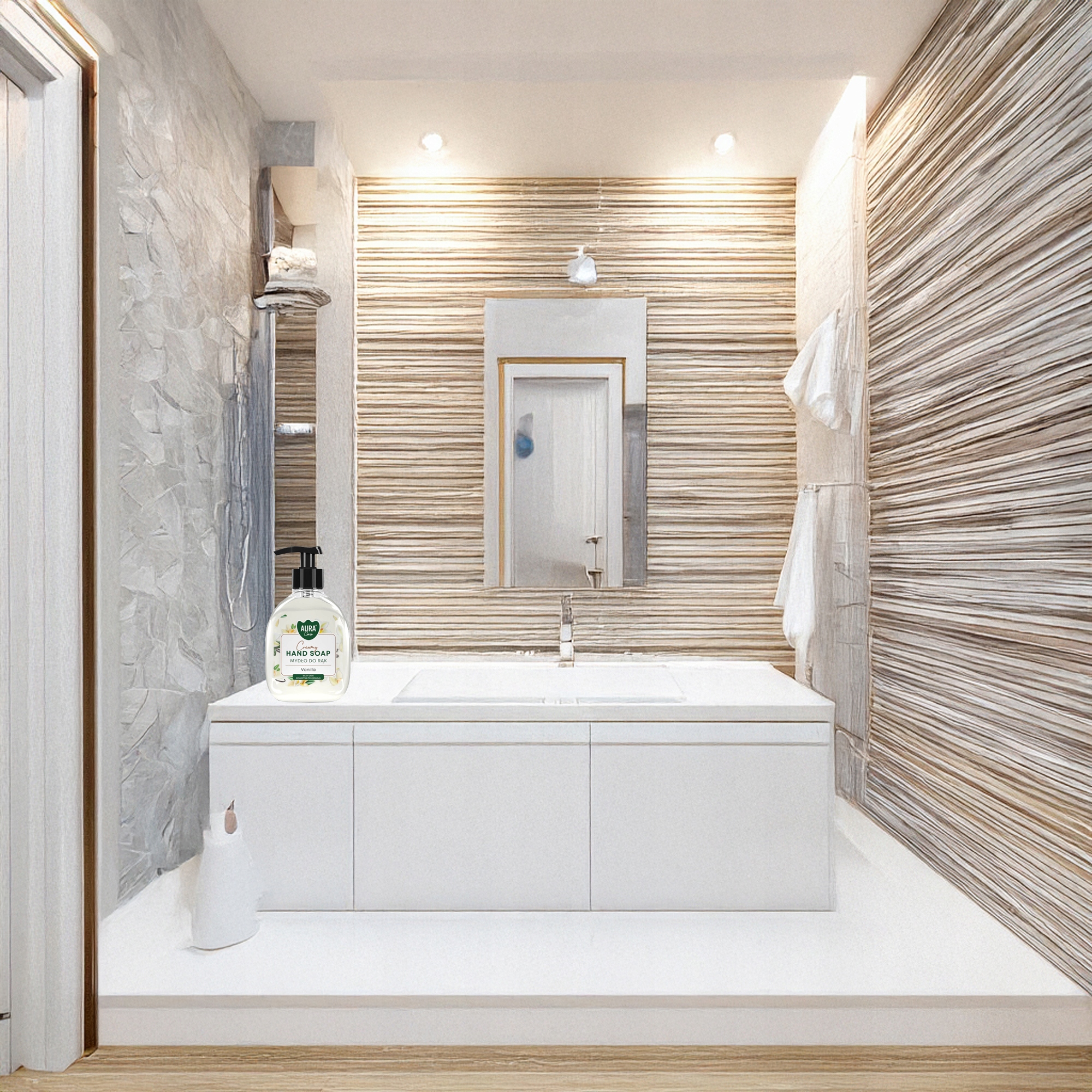 aura care mydło do rąk kremowe wanilia 300 ml z dozownikiem ahs-001-003