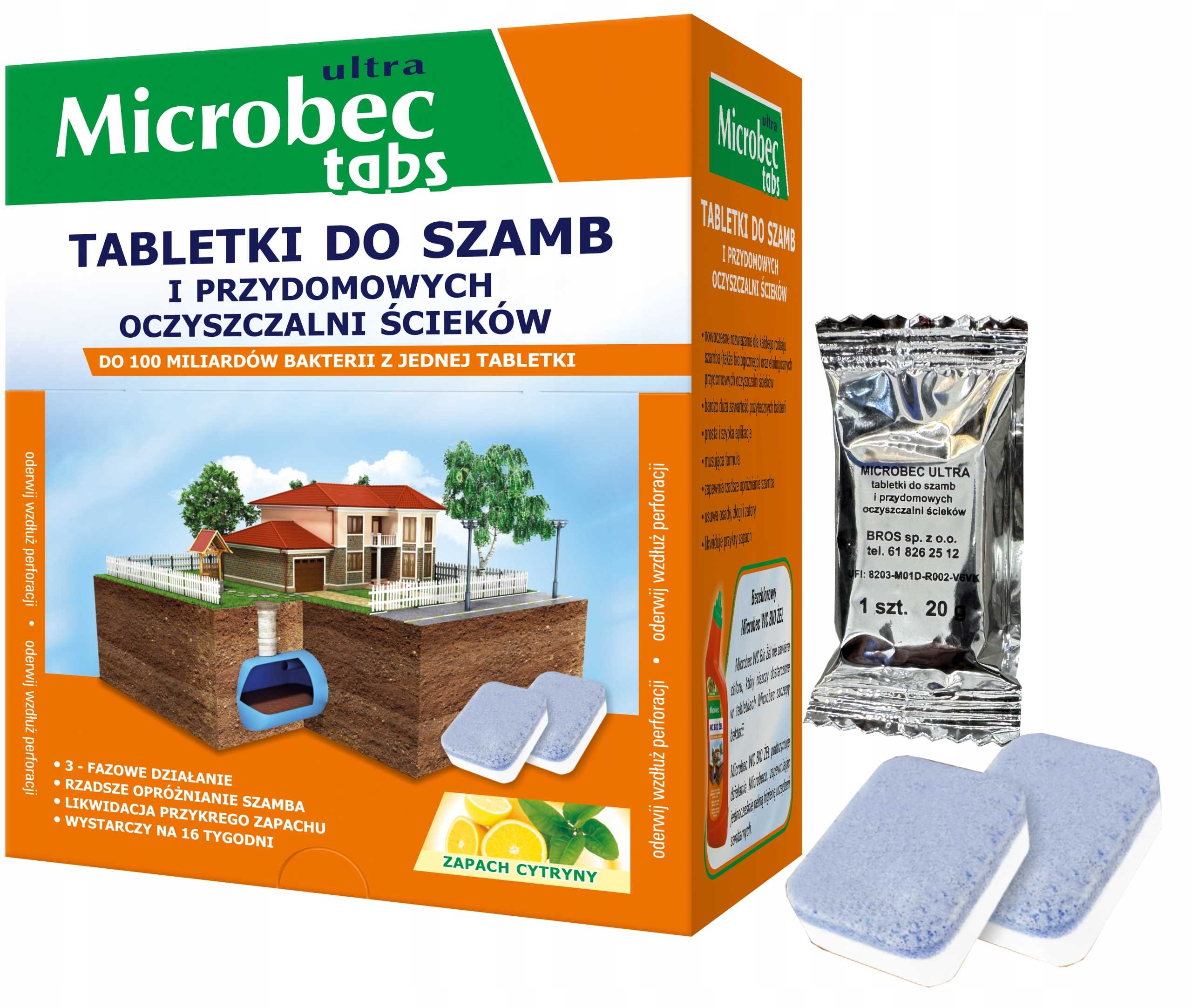 bros - microbec ultra - tabletka do szamb - 1 szt.