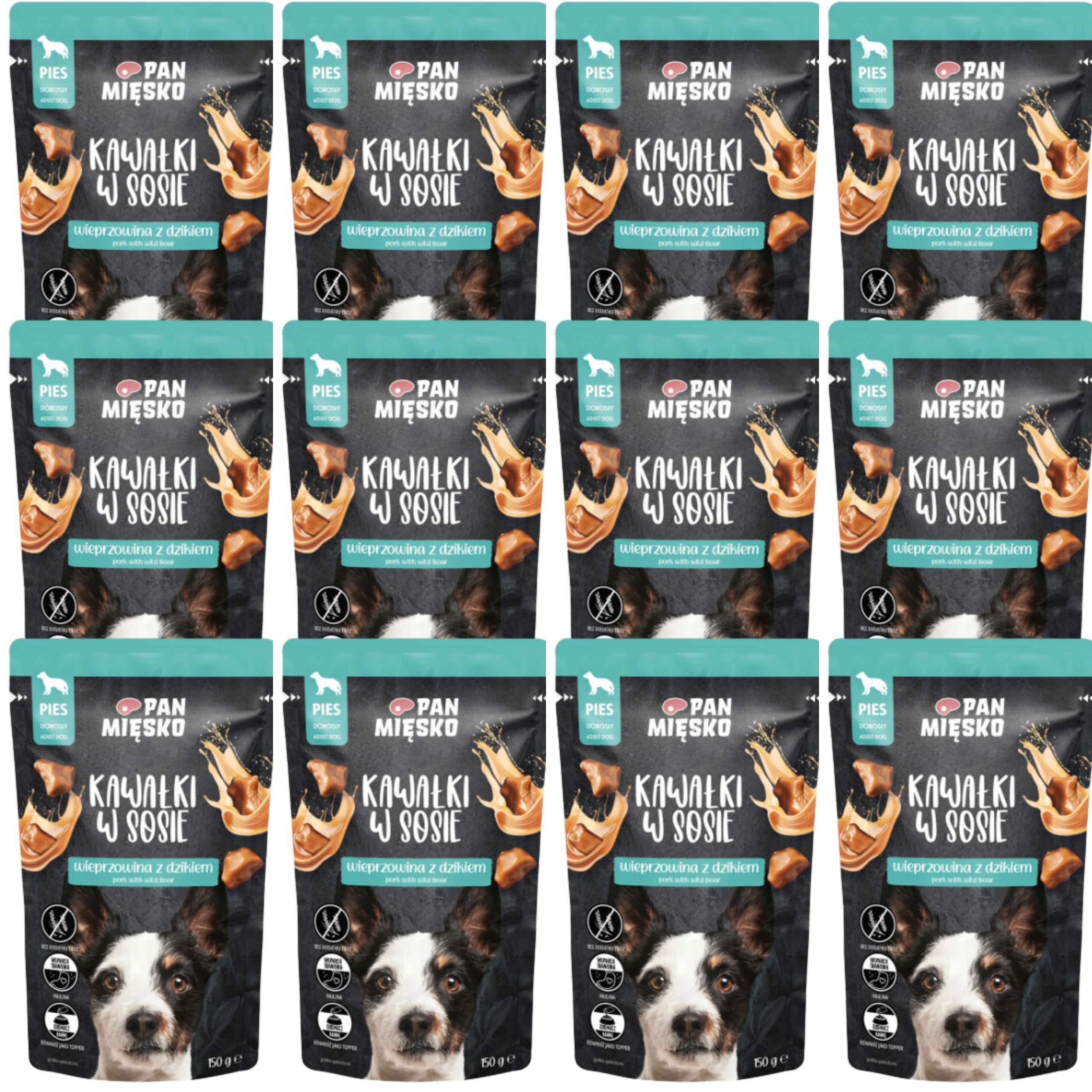 mokra karma dla psa kawałki mięsa wieprzowina dzik pan mięsko 150g bez zbóż