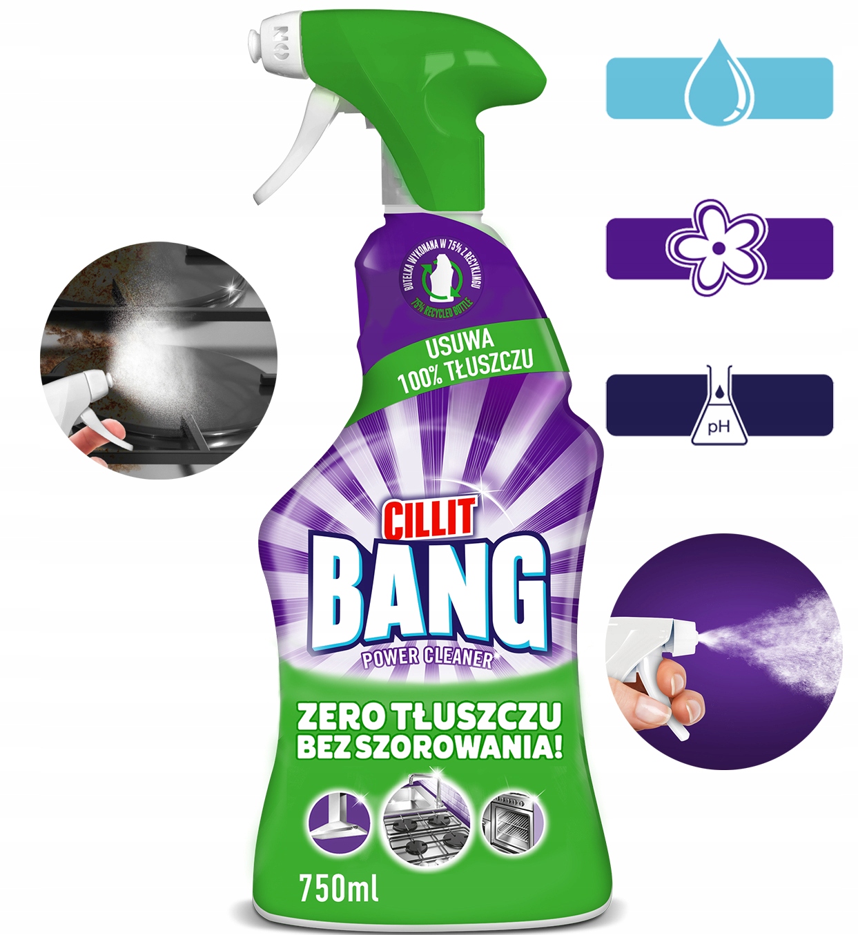 cillit bang power cleaner tłuszcz i smugi 750ml spray