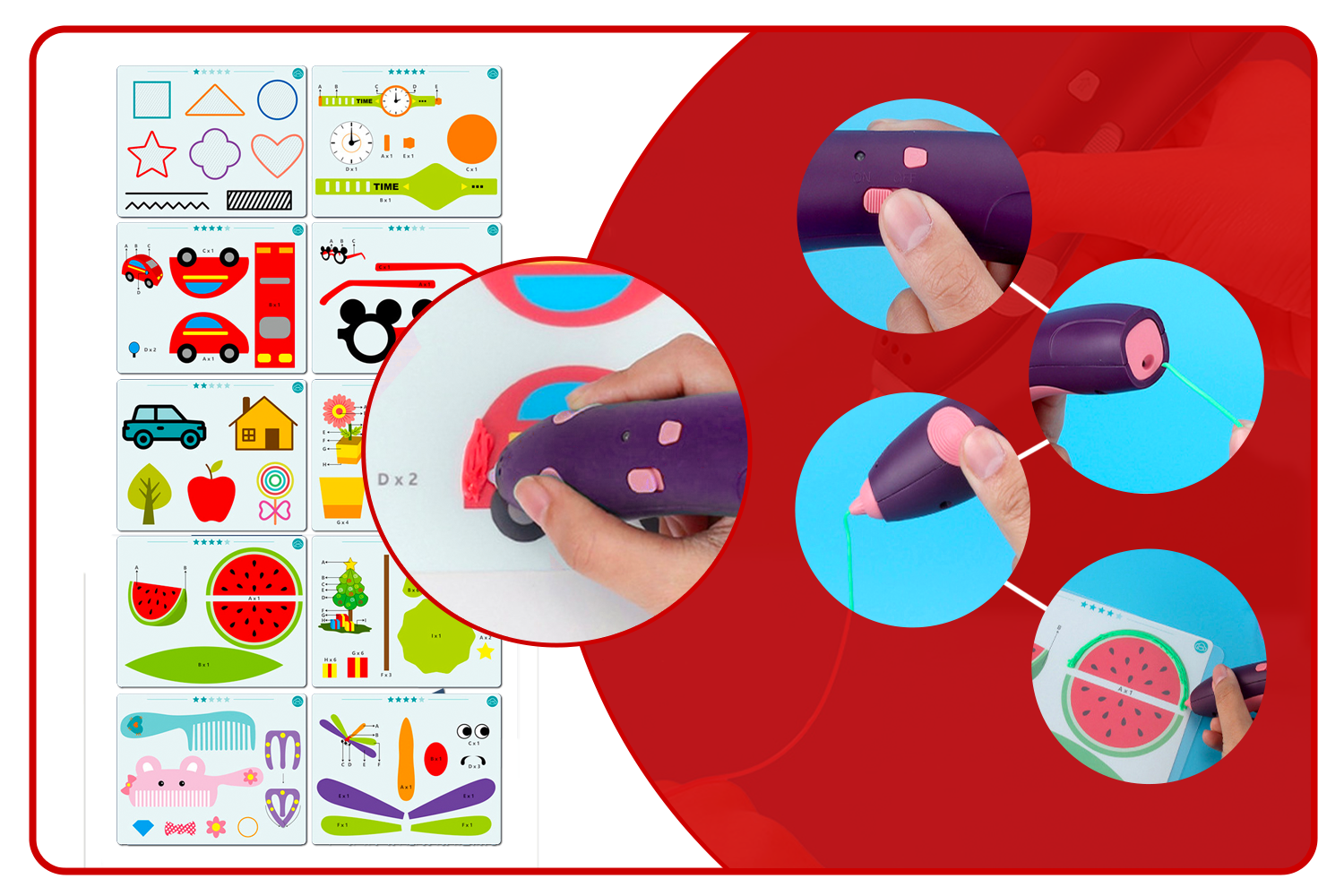 długopis drukarka 3d pen bezpieczny zestaw + wzory fioletowy