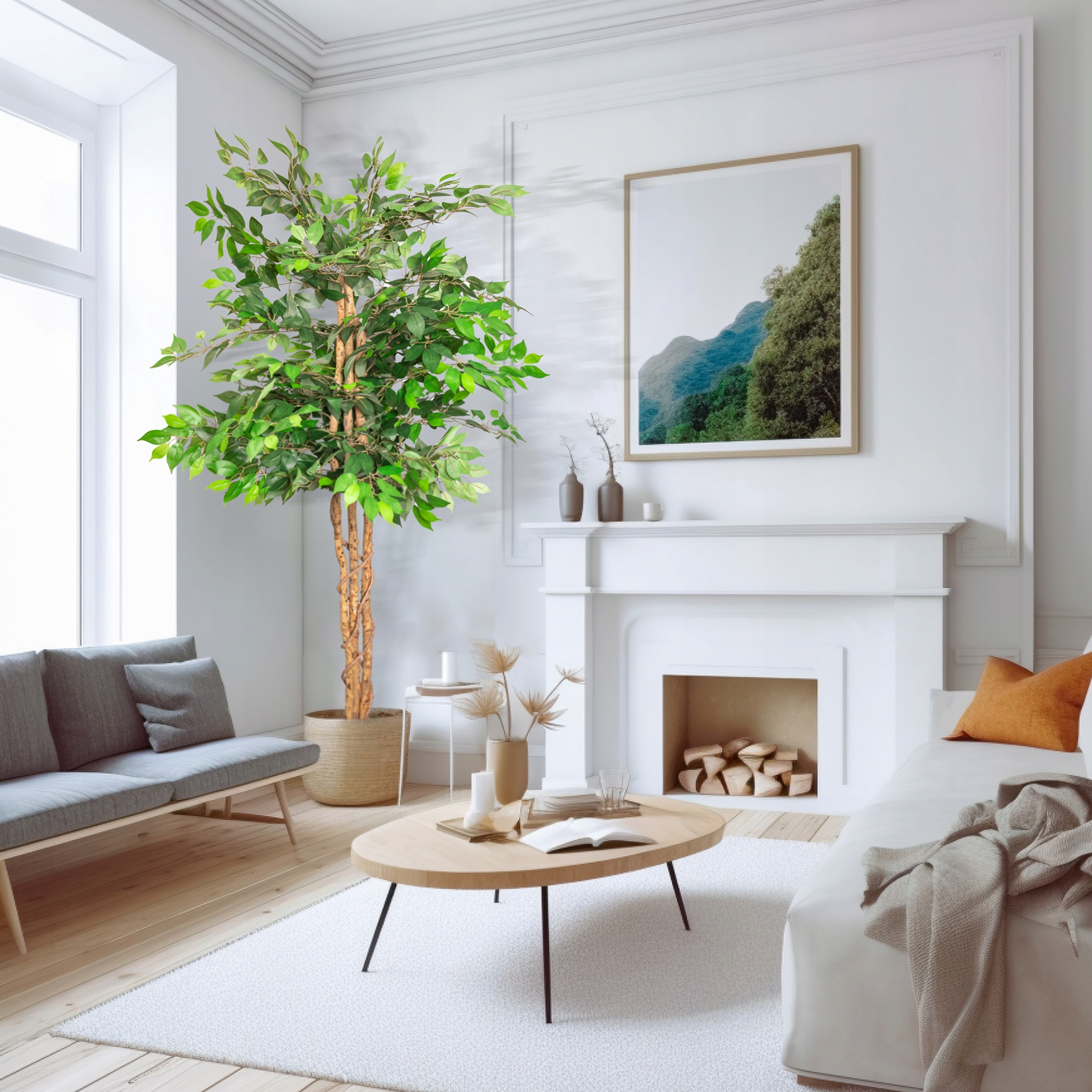 drzewo figowiec sztuczne drzewko ozdobne w doniczce 200 cm