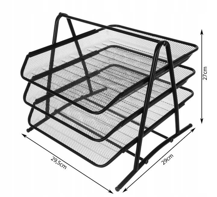 szuflady na dokumenty a4 - 3 półki czarne