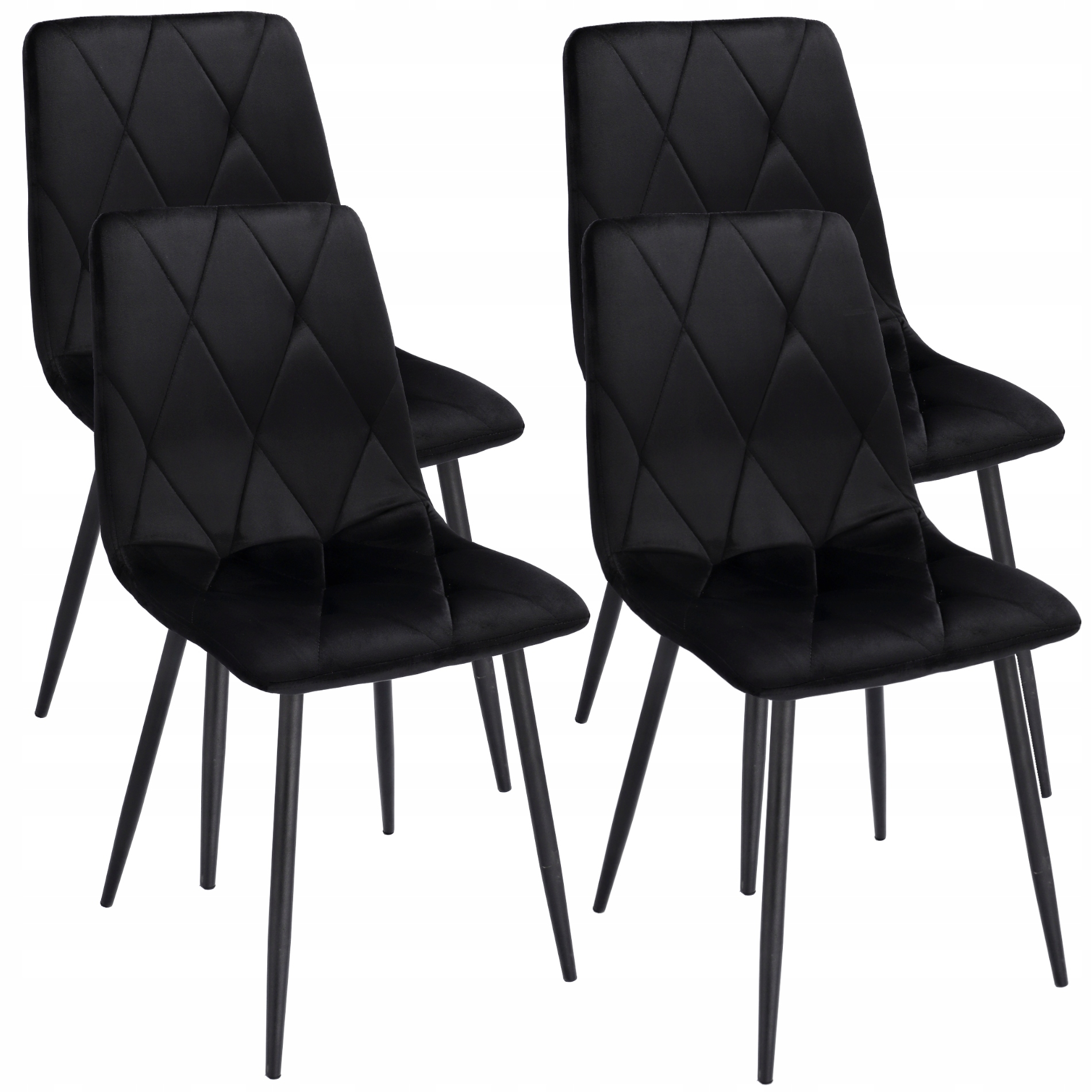 4 x krzesło tapicerowane pikowane welur nowoczesne