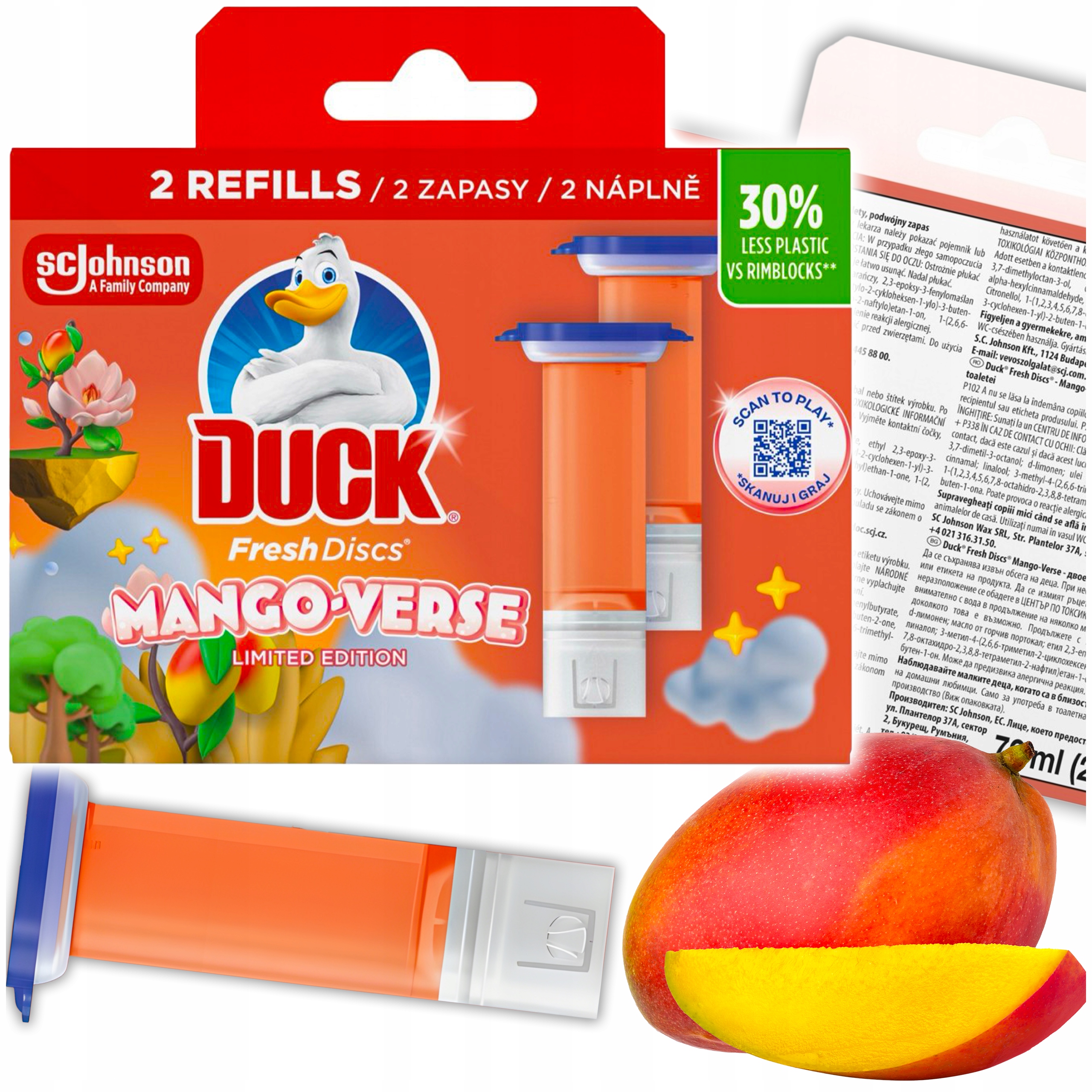duck fresh discs mango verse - żelowy krążek do toalety 72ml (2 x 36ml)