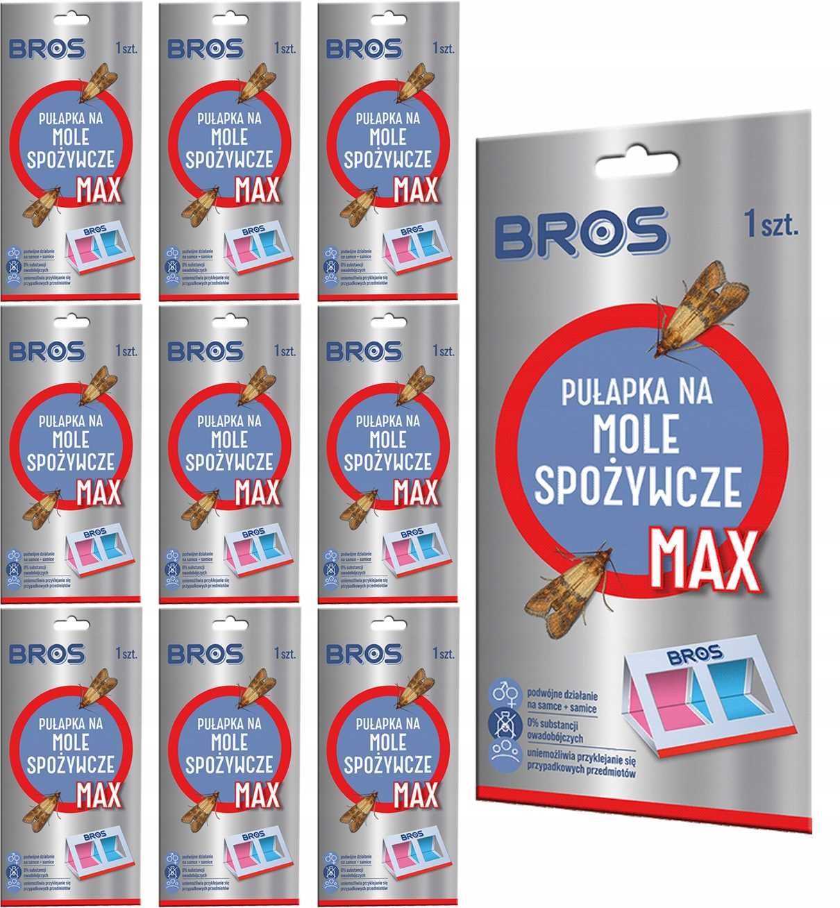 bros - pułapka na mole spożywcze max - na samce i samice - 10 szt.