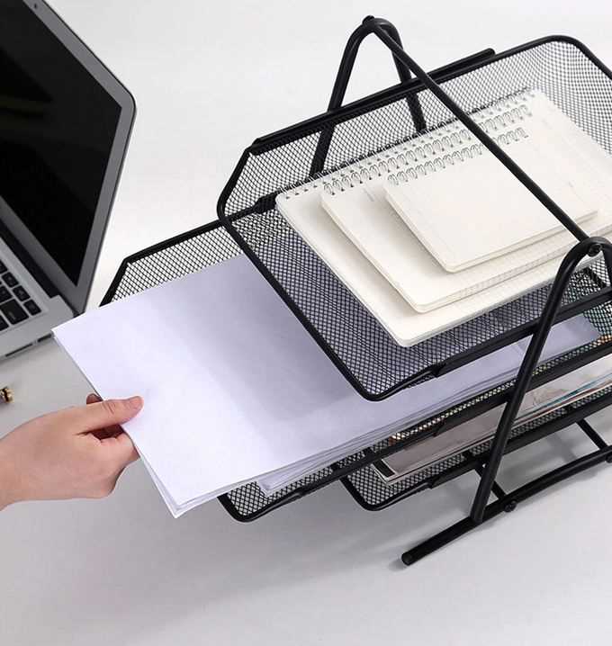 szuflady na dokumenty a4 - 3 półki czarne