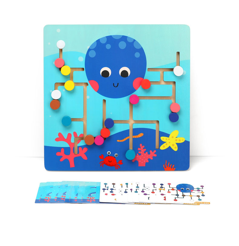 gra logiczna labirynt drewniany ośmiornica pod wodą jhtoy-647