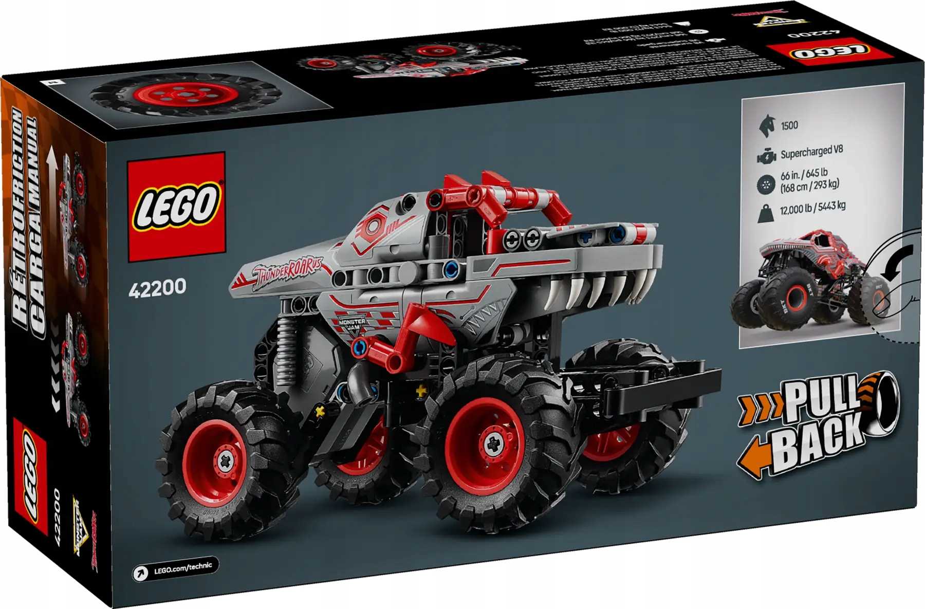 42200 - lego technic - monster jam™ thunderroarus™ z napędem typu pull-back