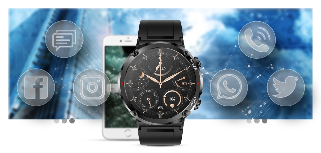 smartwatch gravity gt21-1+ czarny pasek silikonowy