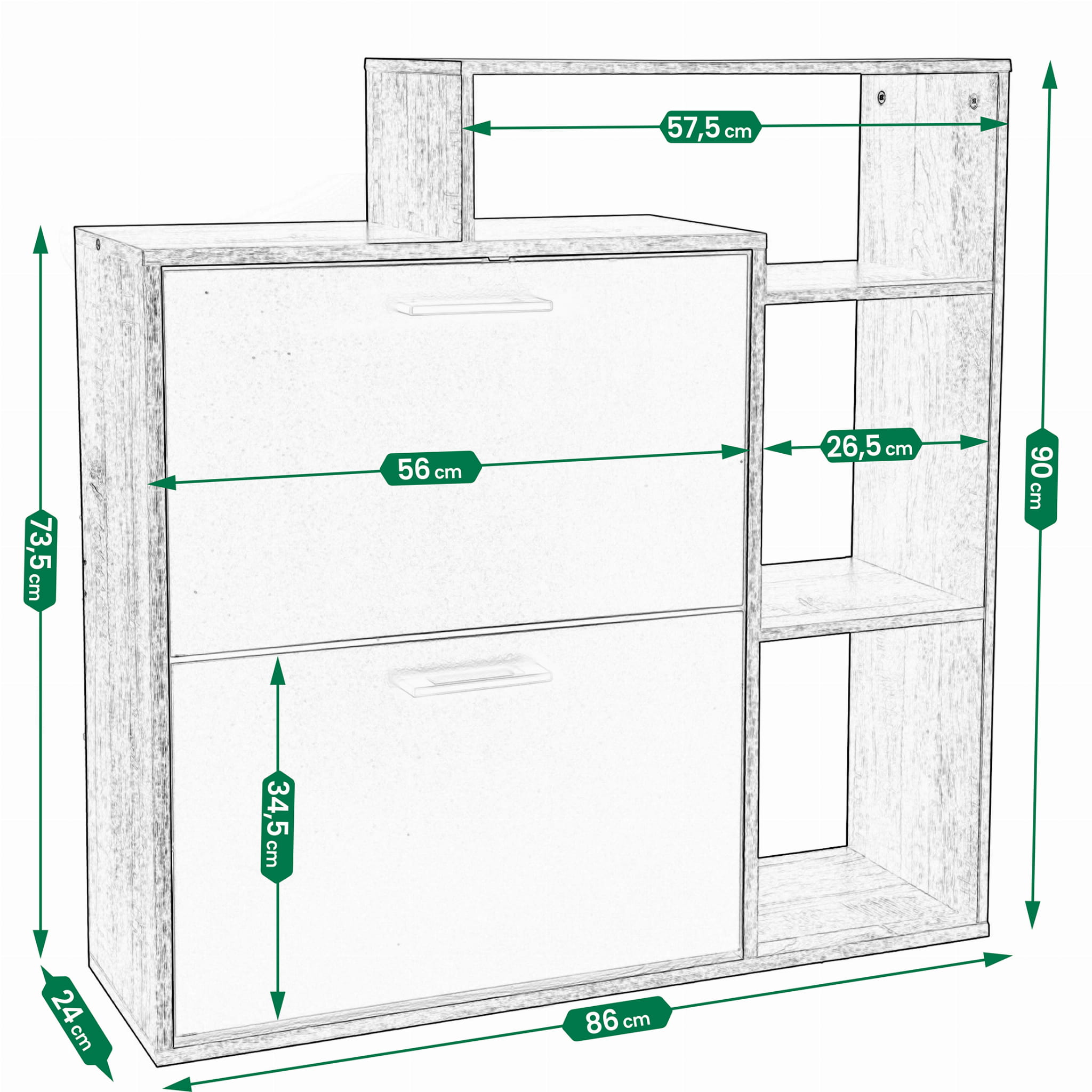szafka na buty regał 2 komory obuwie komoda pojemna do przedpokoju