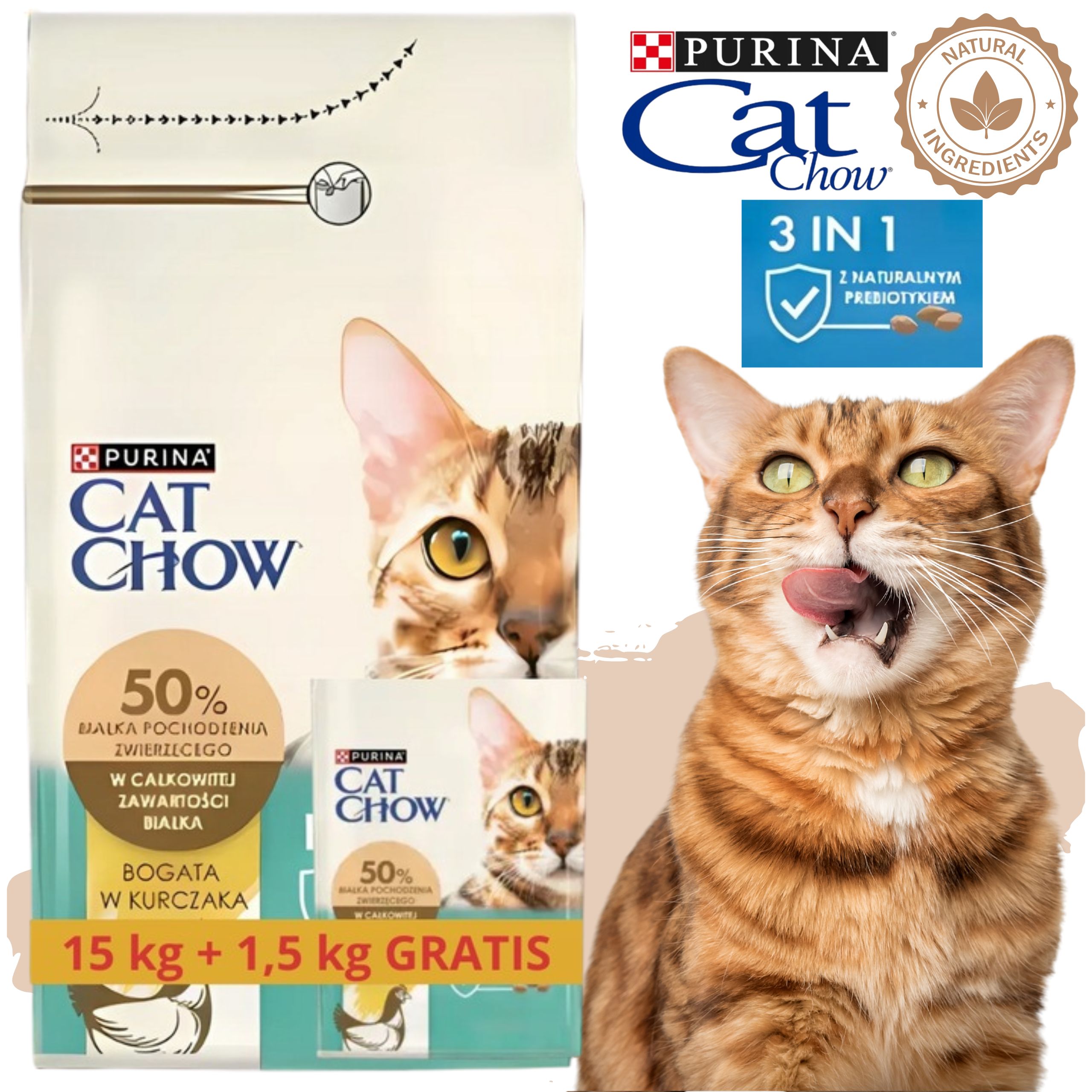 sucha karma dla kota z kurczakiem cat chow hairball 15 kg + 1.5 kg gratis