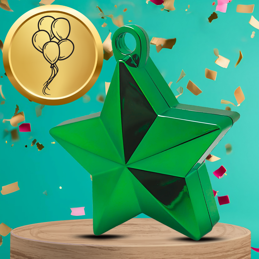 ciężarek do balonów z helem gwiazdka zielona obciążenie balonów 10 cm