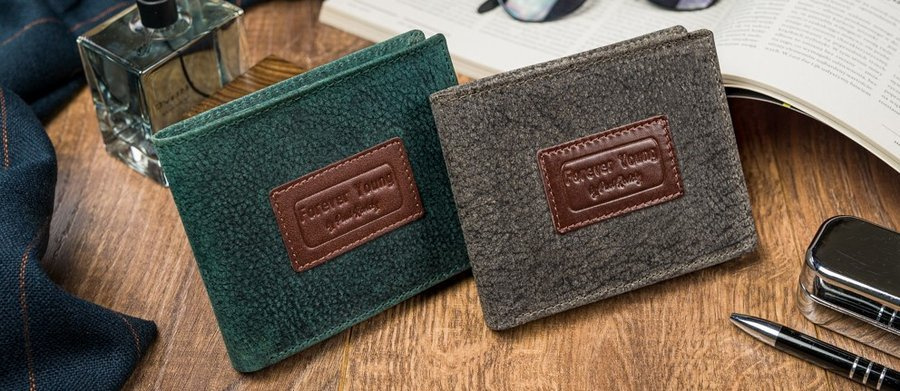 piękny kolorowy, skórzany portfel męski - forever young®