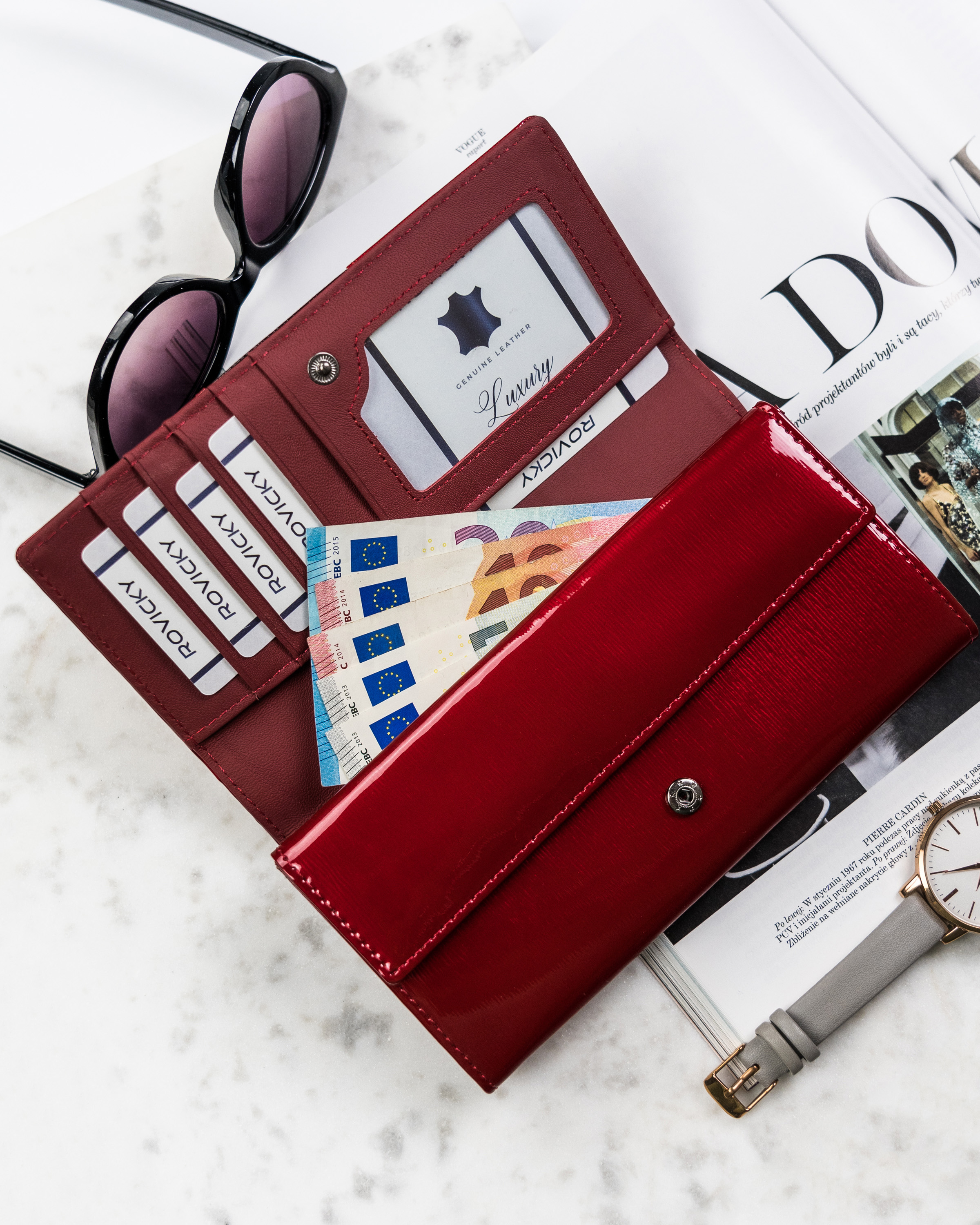 portfel damski skórzany h22-3-sh9-6130 red