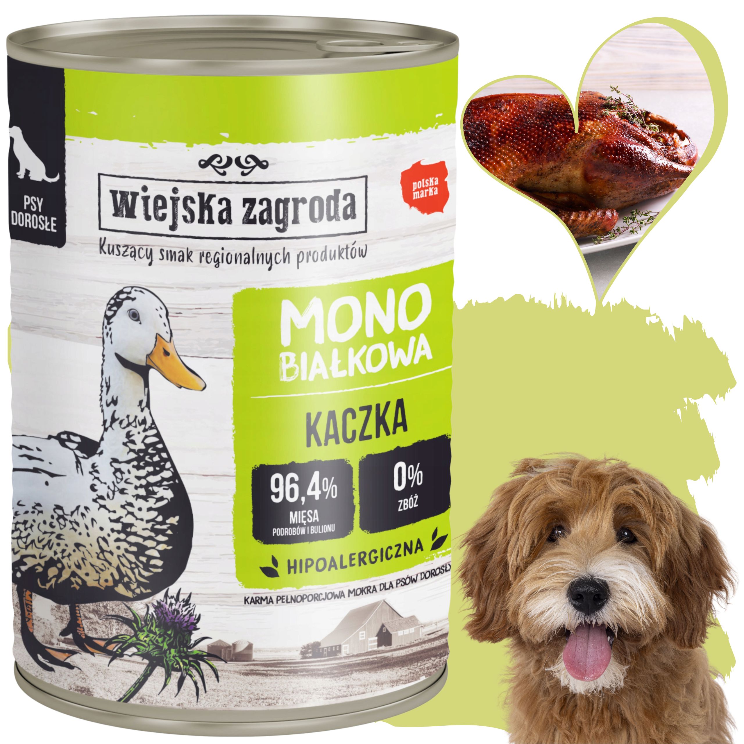 mokra karma dla psa monobiałkowa kaczka 400g wiejska zagroda hipoalergiczna