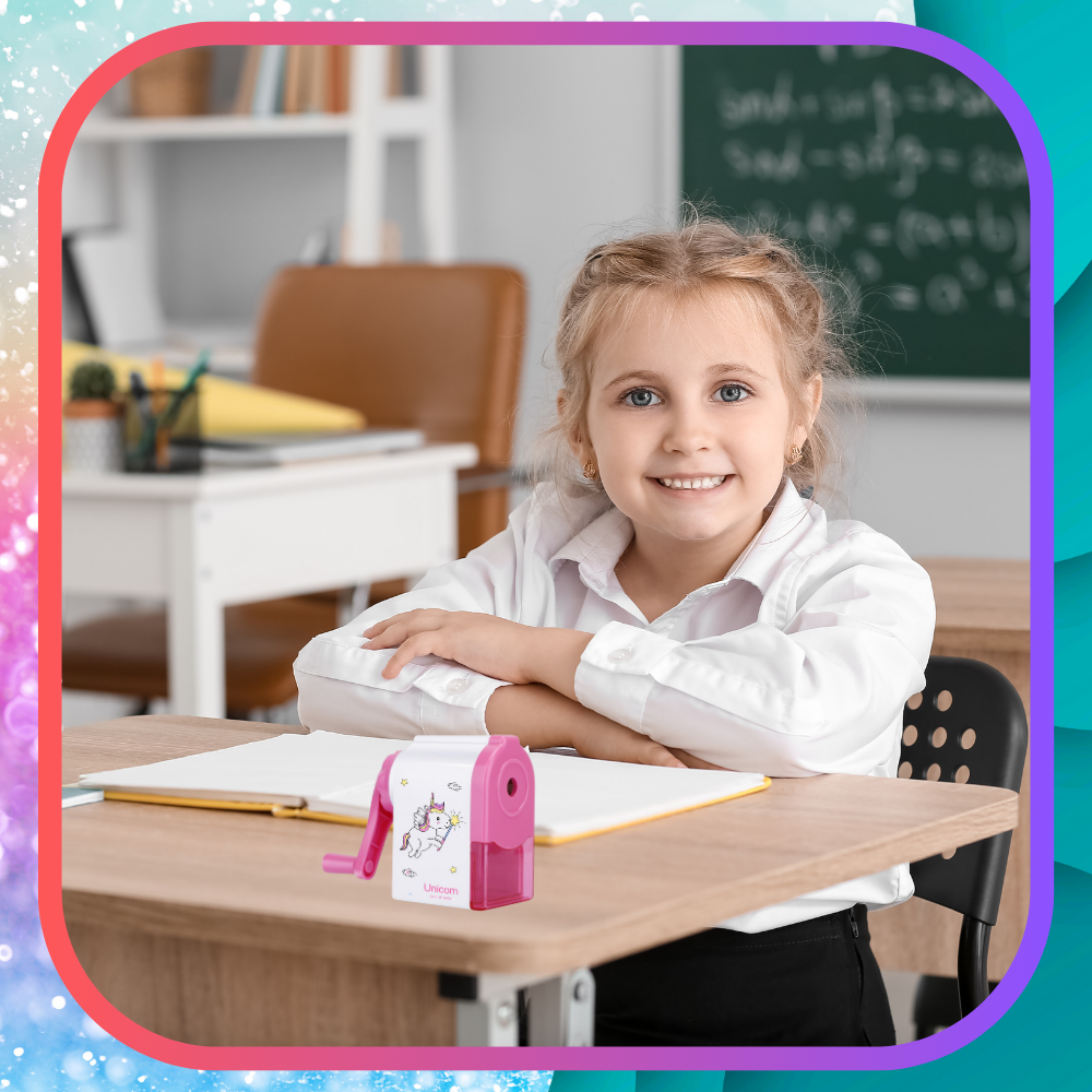 temperówka strugaczka  z pojemnikiem ręczna na korbkę nicekids różowa