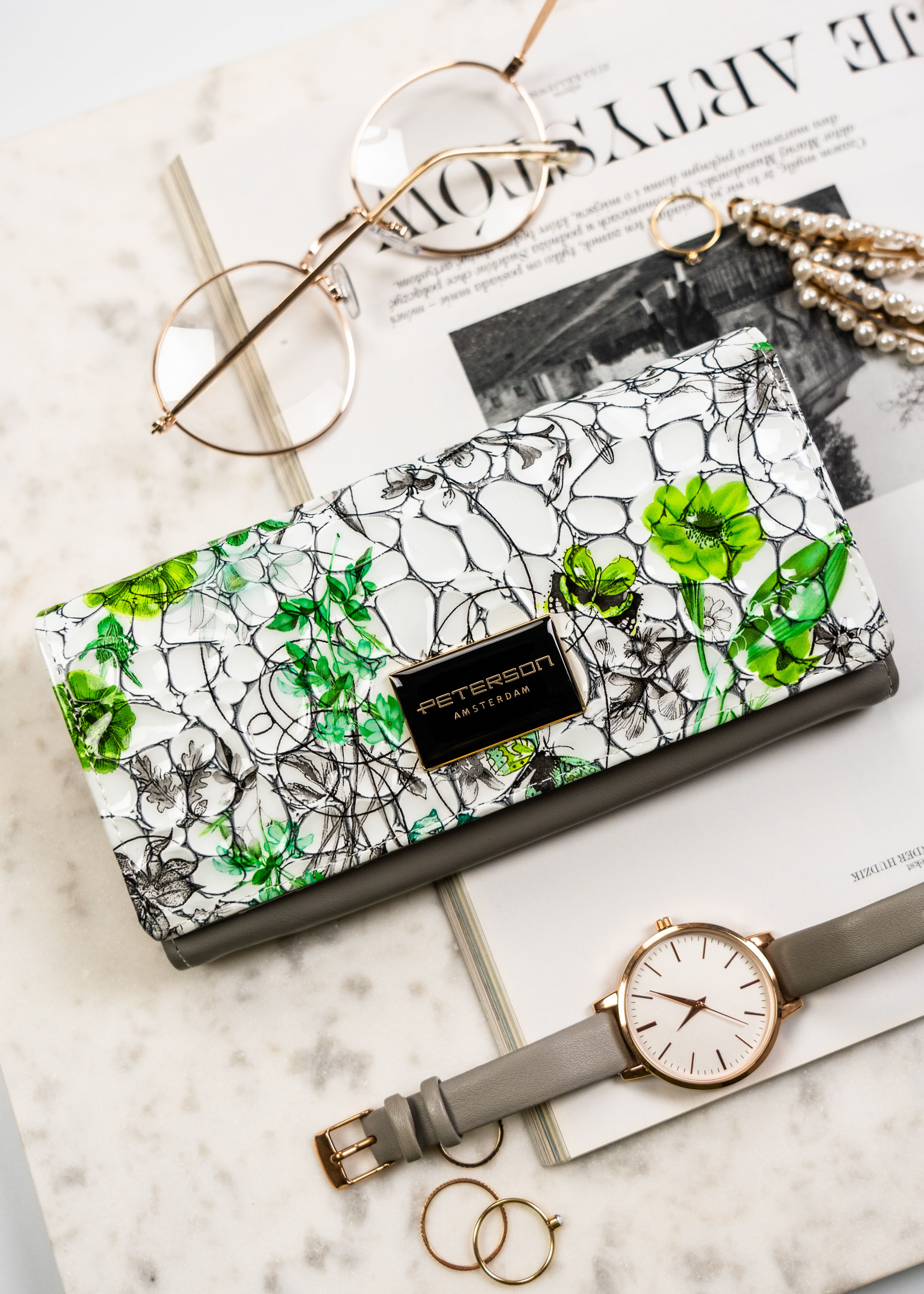 portfel damski skórzany ptn ph24-lfl-7049 green