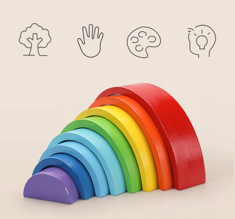 drewniane klocki tęcza jhtoy-318