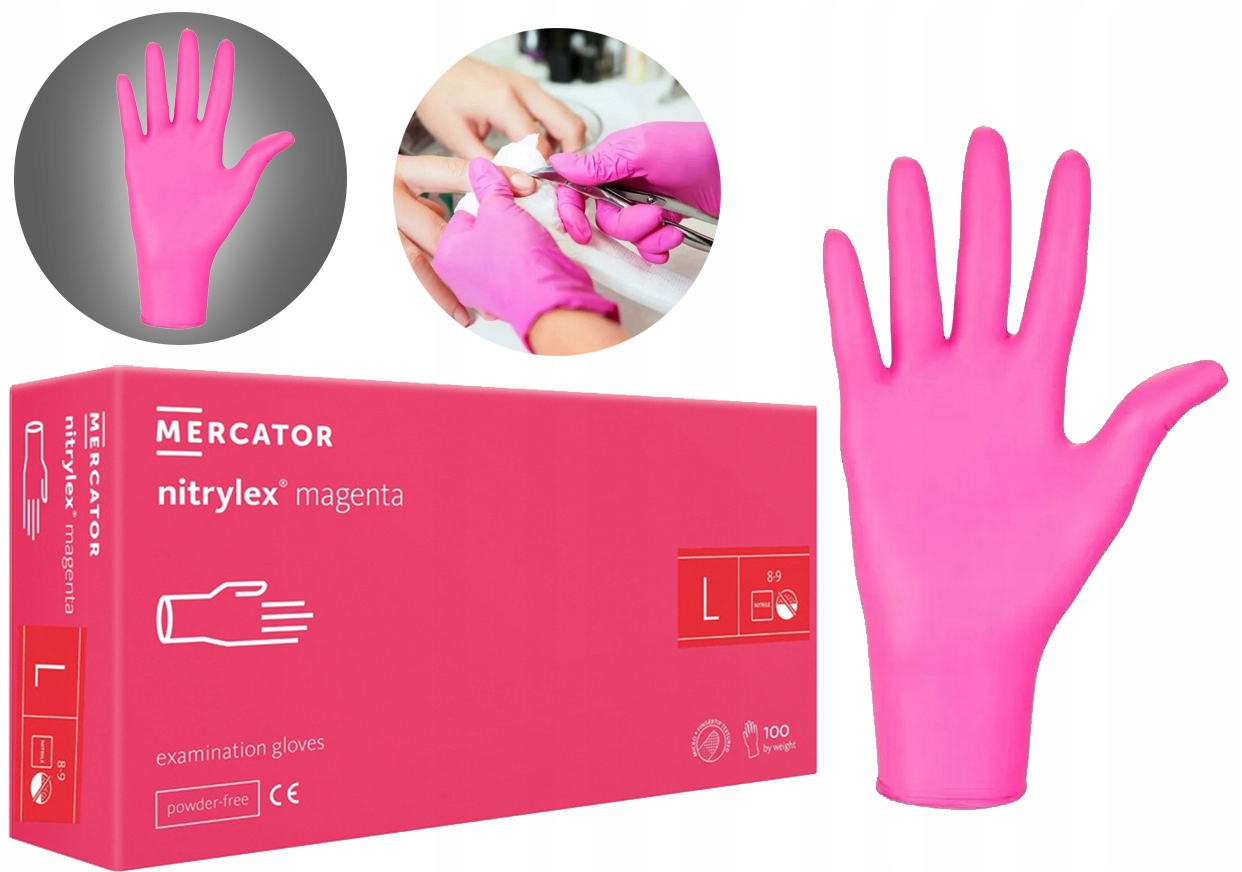rękawice nitrylowe 100 szt. 9-l nitrylex magenta