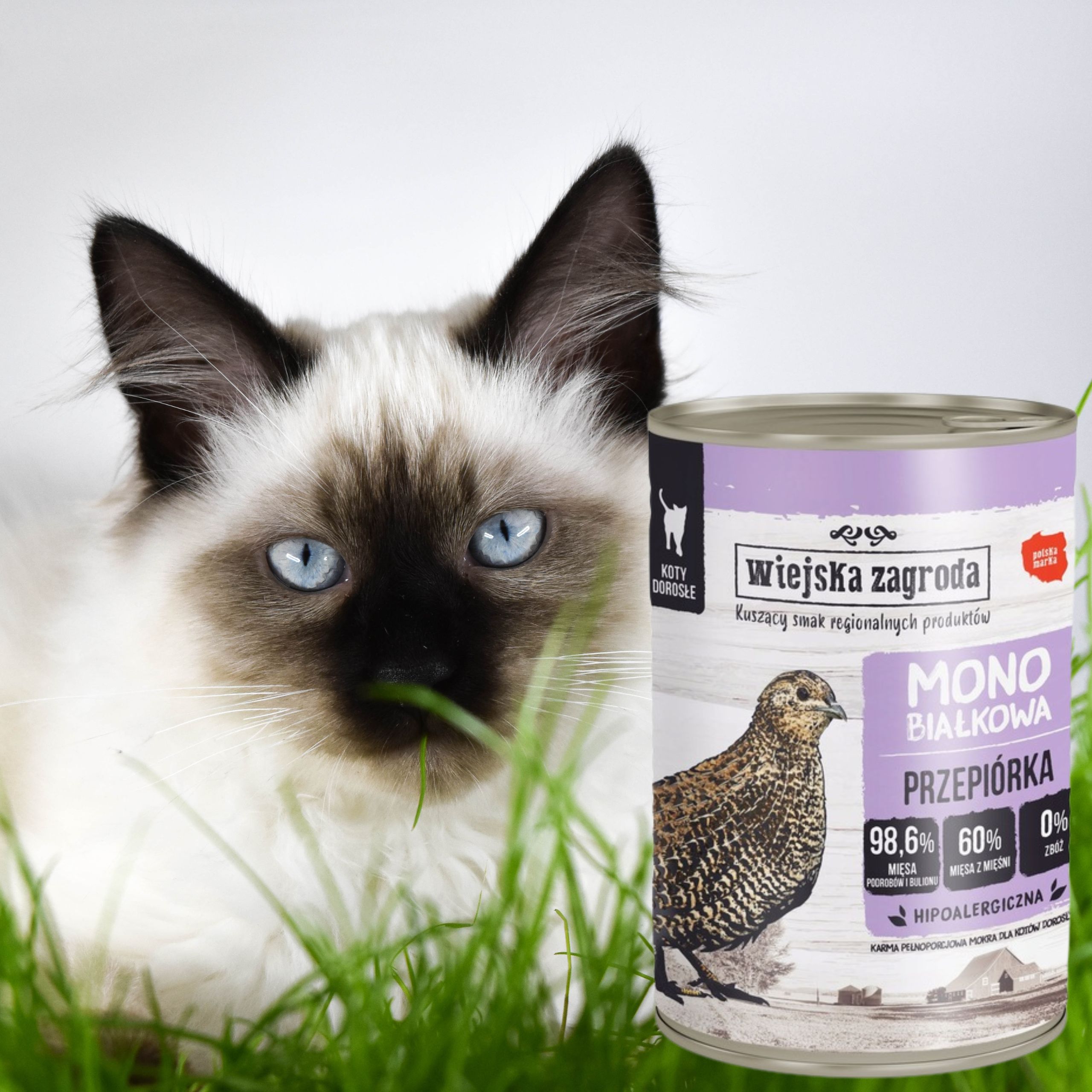 karma  mokra dla kota monobiałkowa przepiórka 400g wiejska zagroda alergia