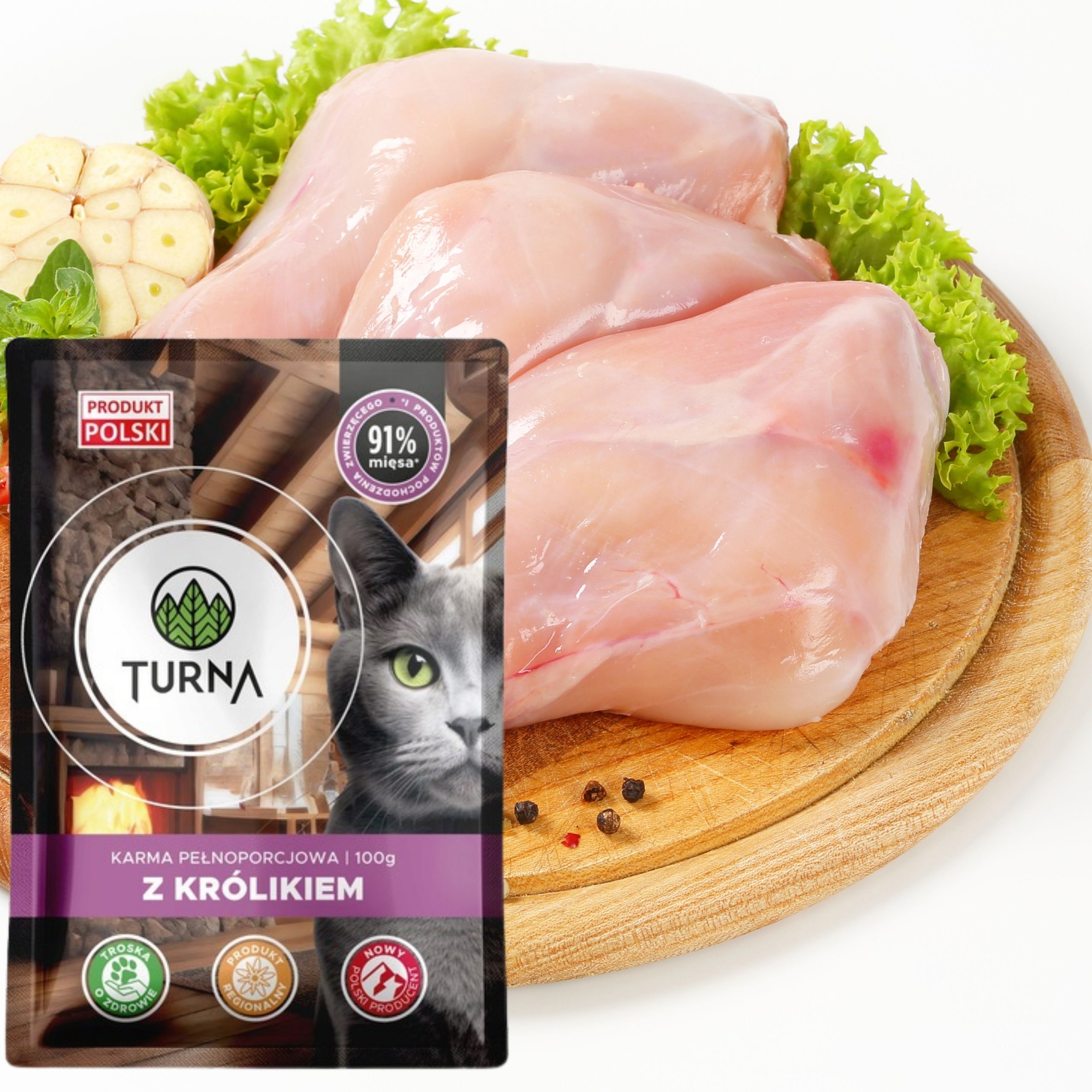 karma mokra dla kota z królikiem turna cats 100g koty z wrażliwym żołądkiem