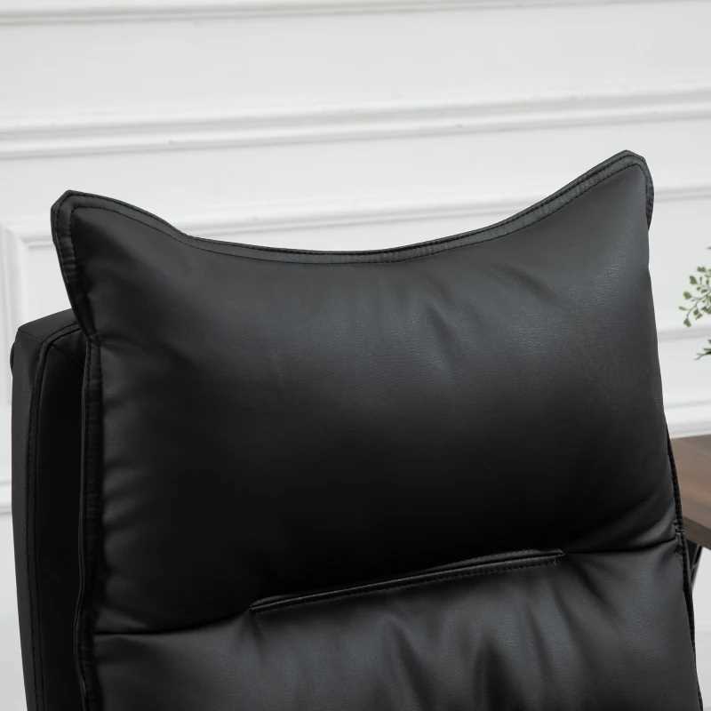 fotel biurowy skóra eko z podnóżkiem czarny pako v