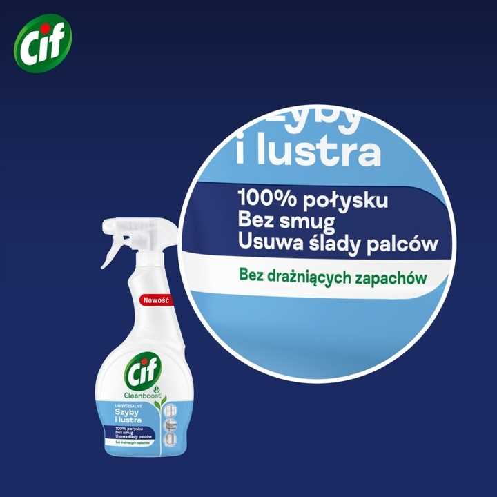 cif cleanboost uniwersalny płyn do szyb i luster 500ml