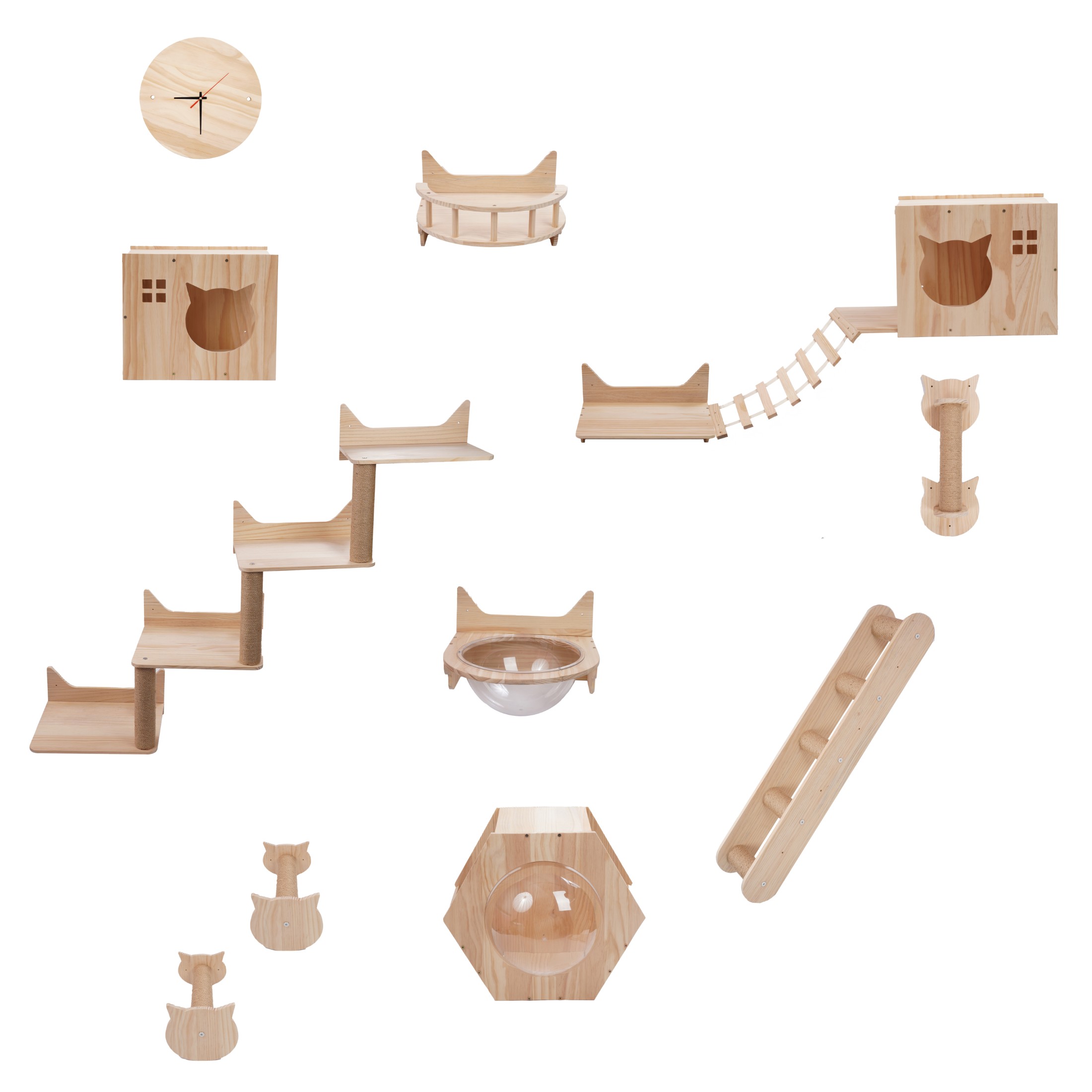 plac zabaw dla kota ścianka wspinaczkowa 11-elementów legowisko domek budka