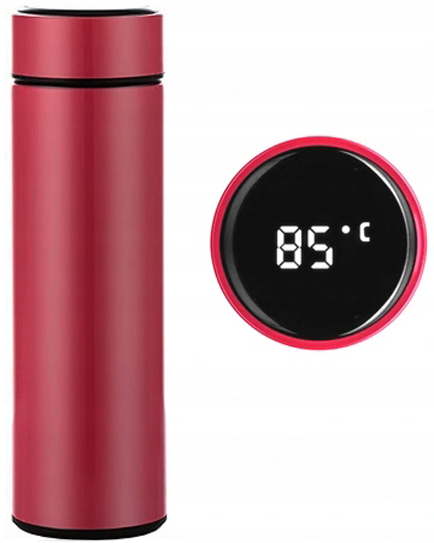 kubek termiczny termos smart led 500ml bordowy