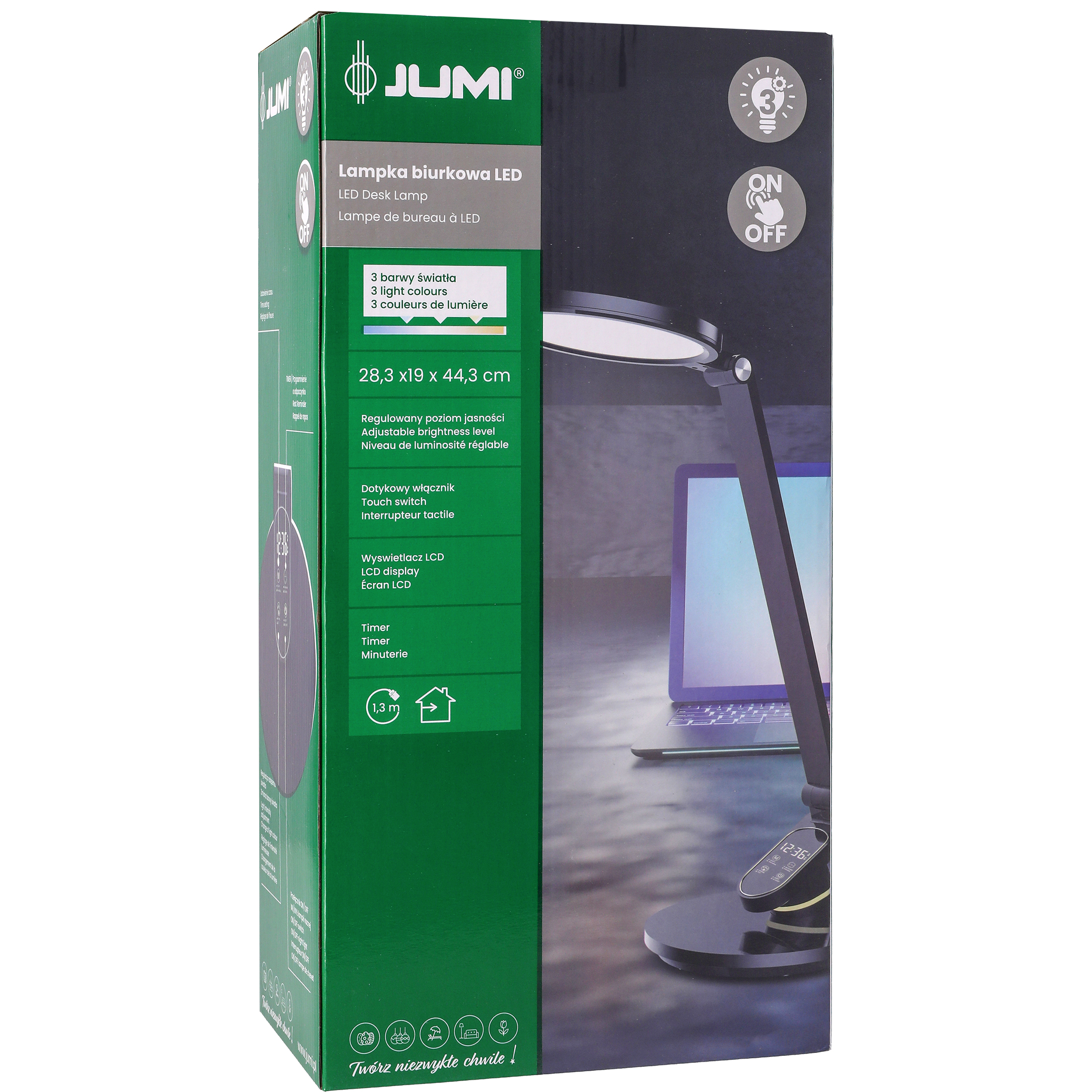 lampka biurkowa szkolna na biurko stołowa led trzy barwy do pracy z zegarem