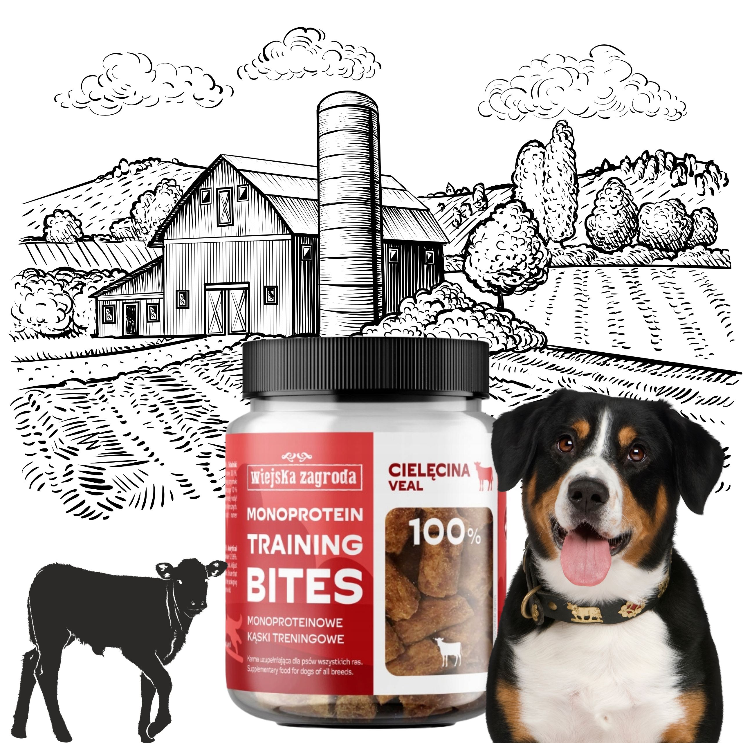 przysmaki dla psa cielęcina kąski monoproteinowe 150g wiejska zagroda