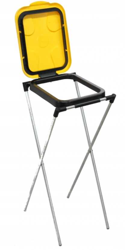 stojak do segregacji odpadów (1-stanowiskowy) żółty - drewmet