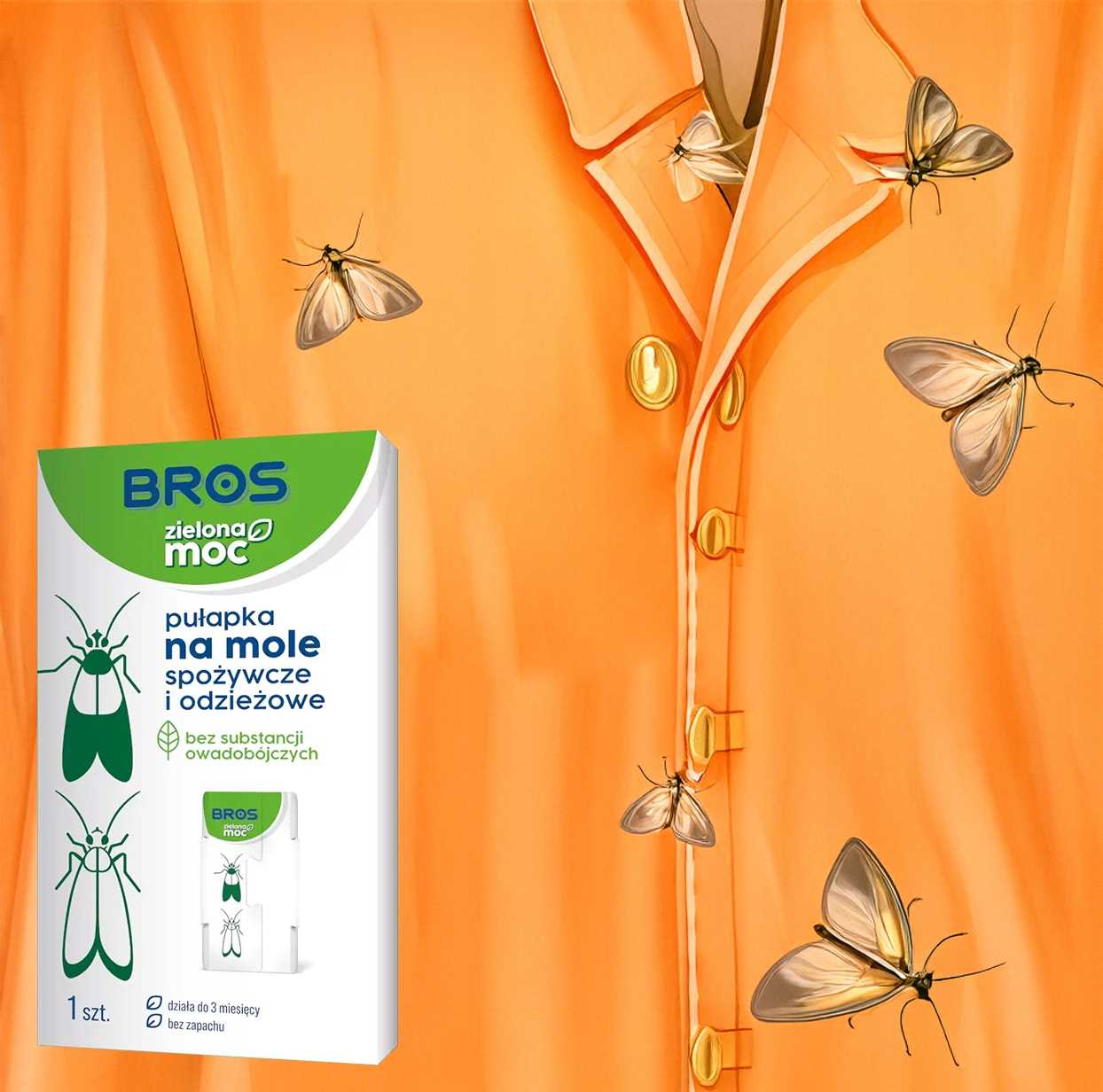 bros - zielona moc pułapka na mole spożywcze i odzieżowe - 10 szt.